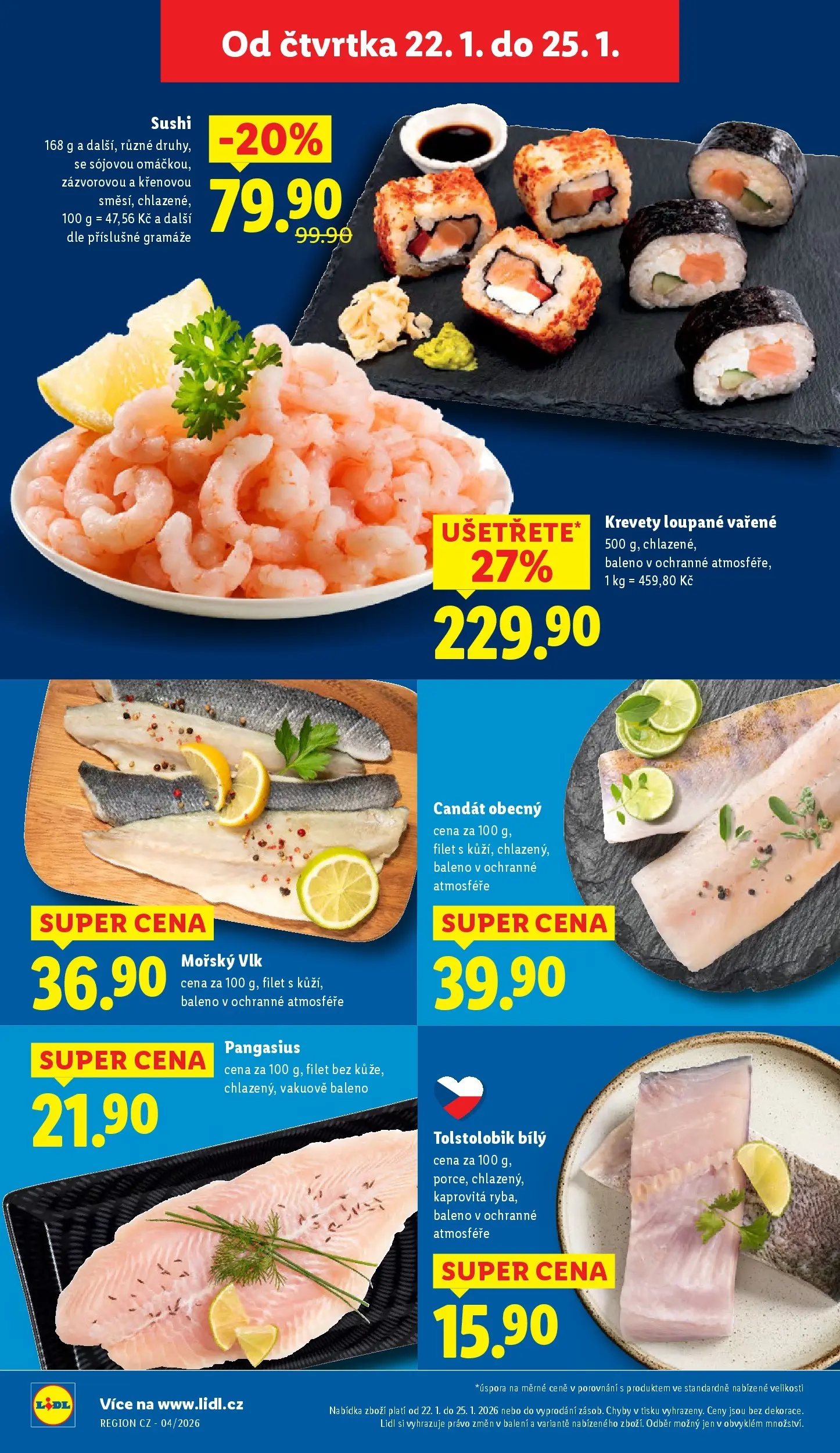 Lidl leták od 21.01.2026 - Nový akční leták | Strana: 10 | Produkty: Candát, Sushi, Filet, Krevety