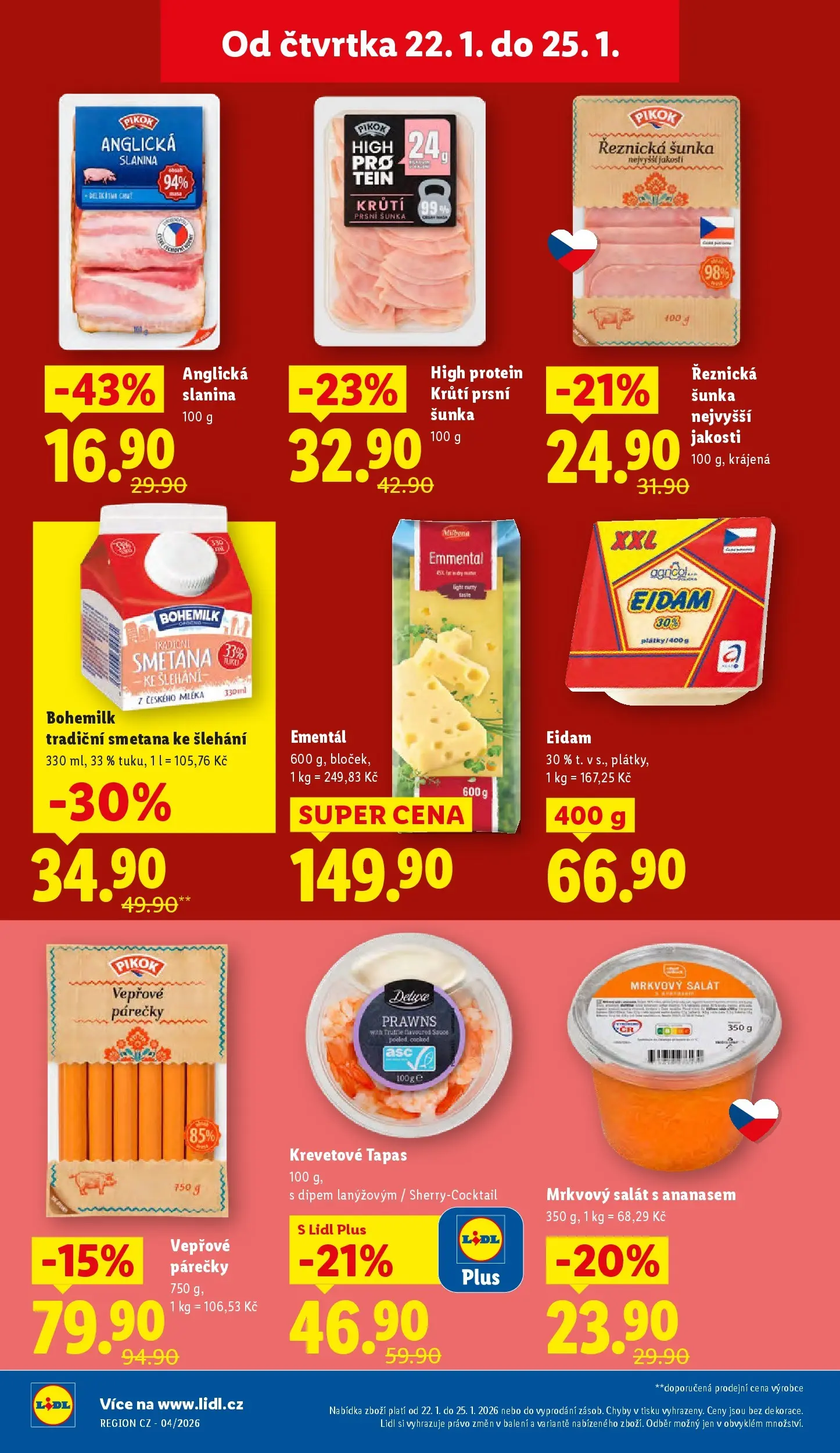 Lidl leták od 21.01.2026 - Nový akční leták | Strana: 12 | Produkty: Šunka, Smetana, Slanina, Pikok