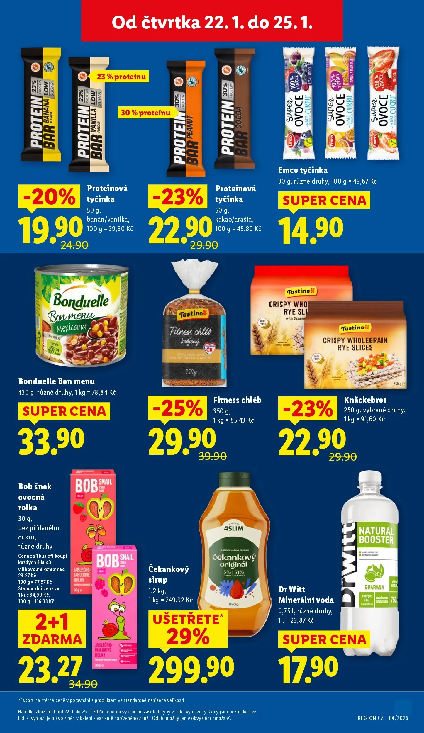 Lidl leták od 21.01.2026 - Nový akční leták | Strana: 19 | Produkty: Knäckebrot, Protein bar, Drwitt, Minerální voda