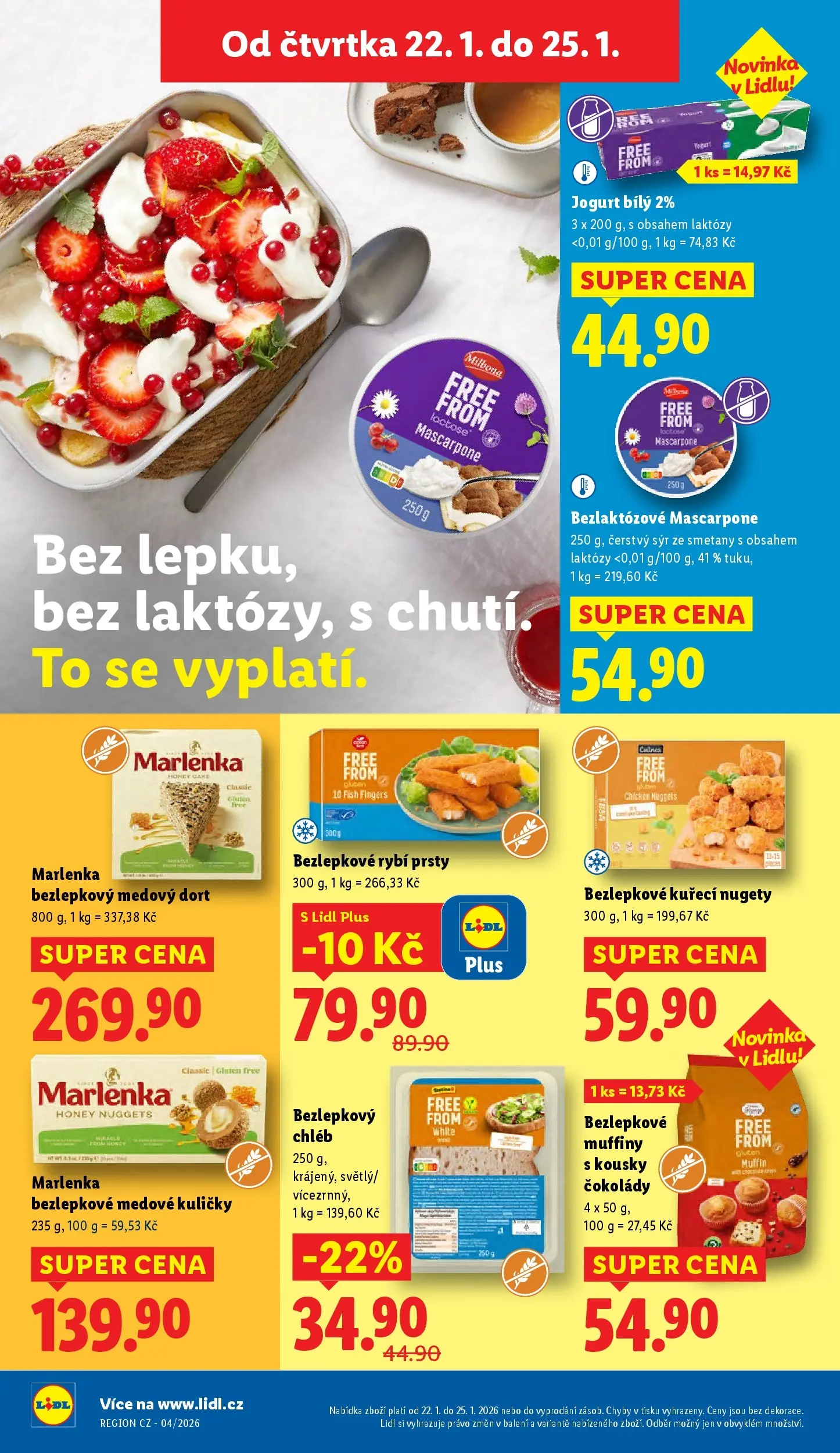 Lidl leták od 21.01.2026 - Nový akční leták | Strana: 22 | Produkty: Chléb, Bezlepkový chléb, Dort, Čerstvý sýr