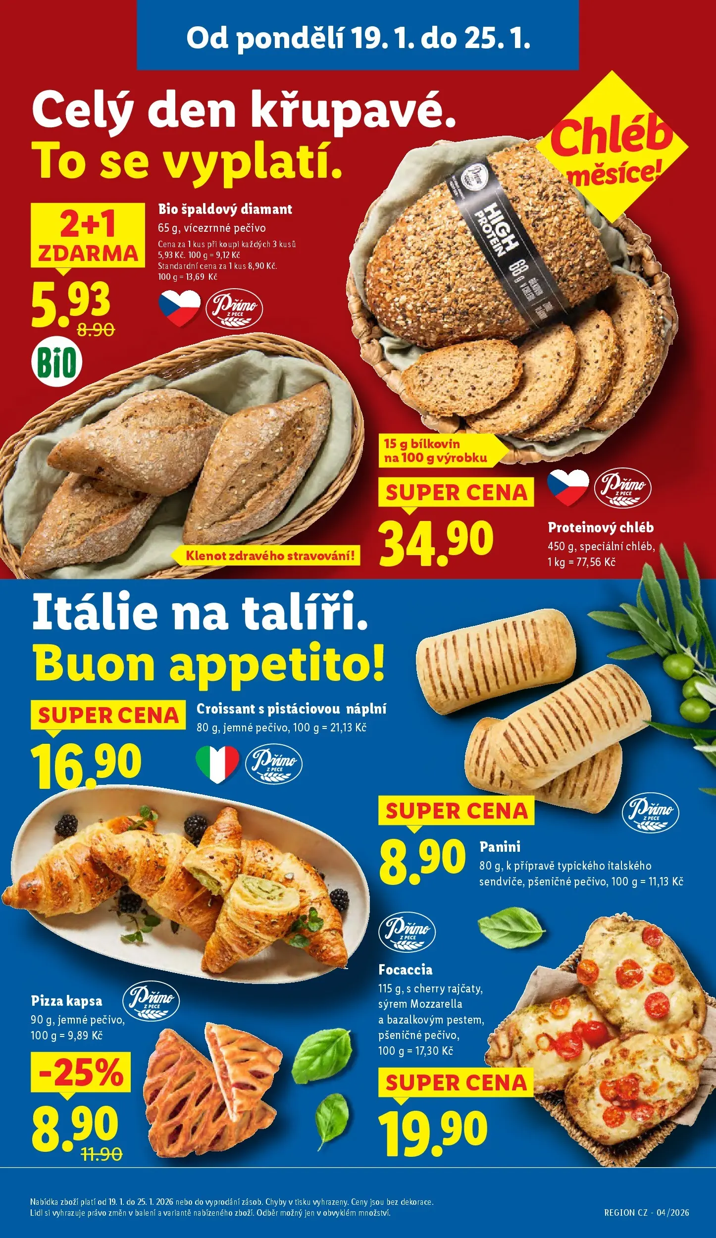 Lidl leták od 18.01.2026 - Nový akční leták | Strana: 13 | Produkty: Chléb, Focaccia, Croissant, Mozzarella