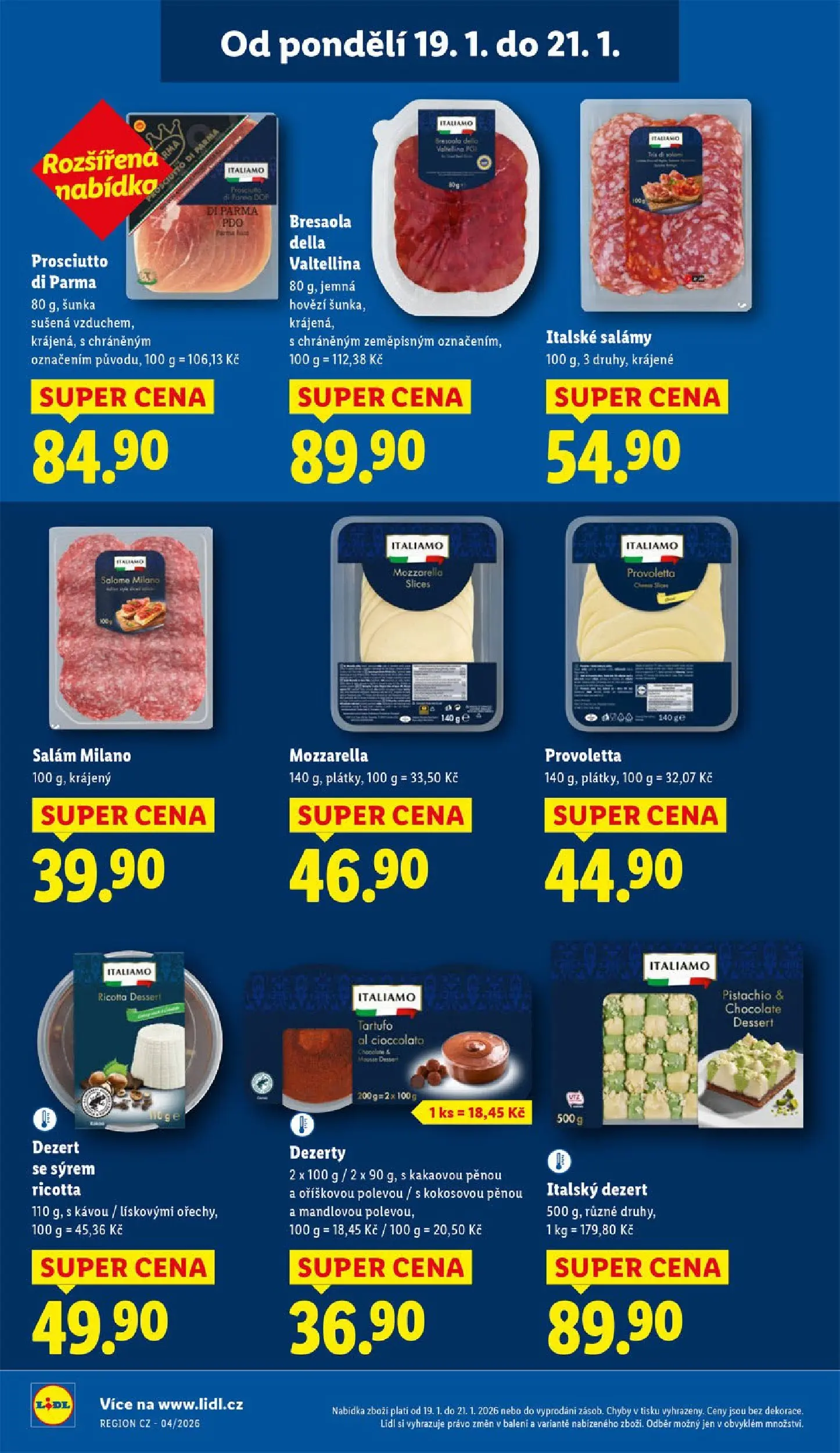 Lidl leták od 18.01.2026 - Nový akční leták | Strana: 20 | Produkty: Ricotta, Hovězí, Salám, Bresaola