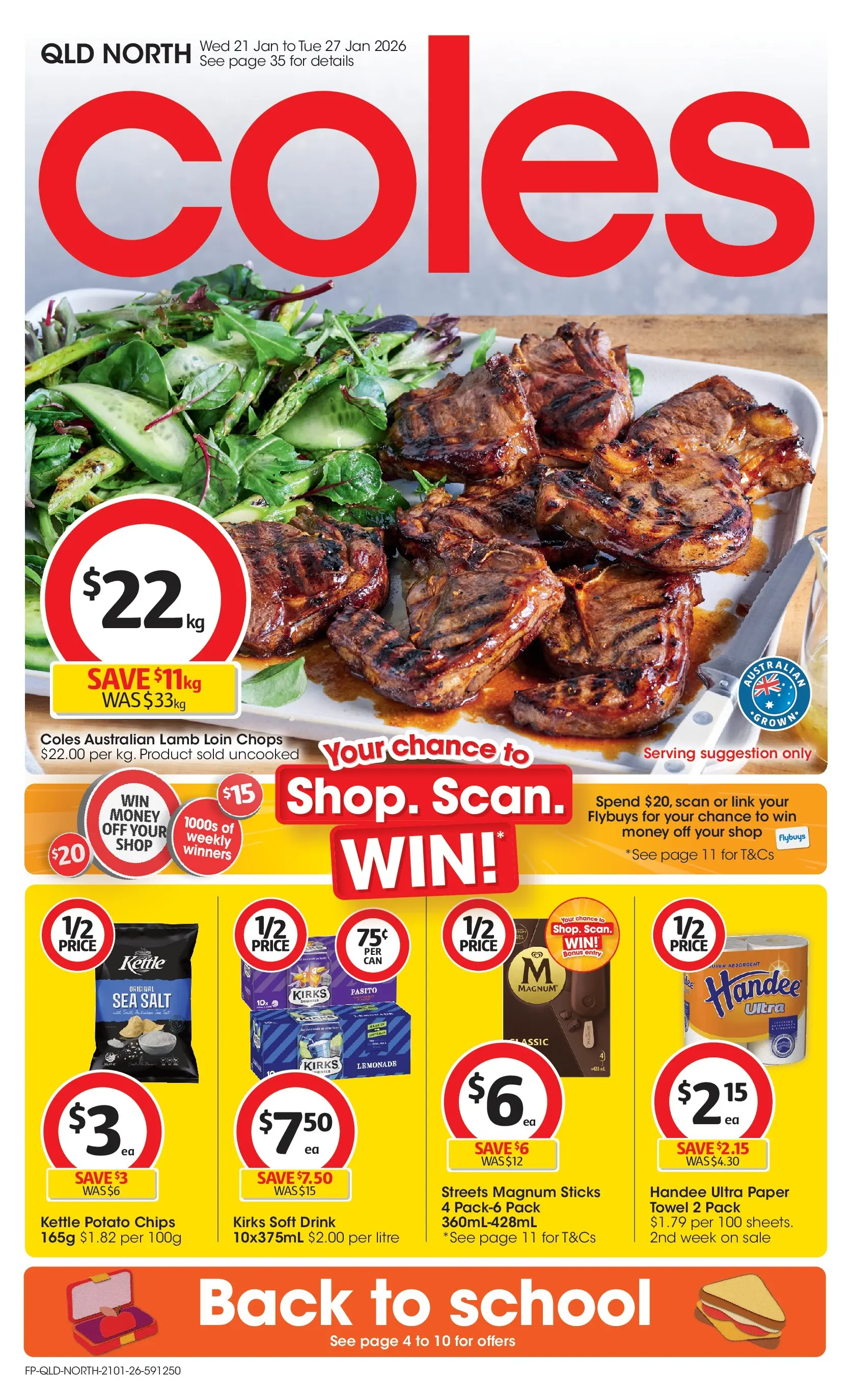 ﻿Coles catalogue valid from 21/01/2026 > Online Australia | Page: 1 | Products: Lamb, Chips, Salt, Kettle