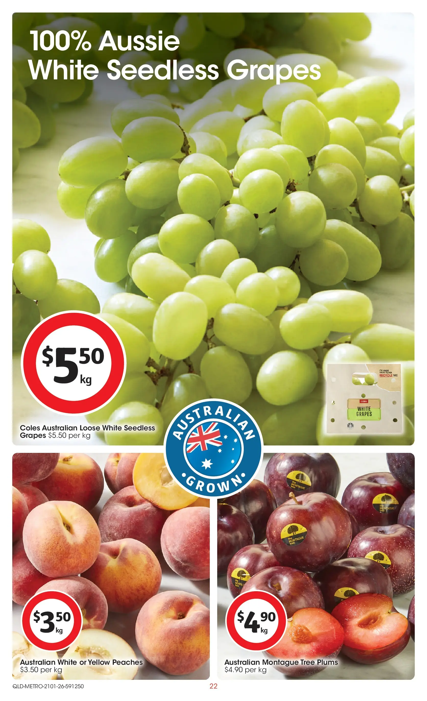 ﻿Coles catalogue valid from 21/01/2026 > Online Australia | Page: 22 | Products: Grapes, Plums