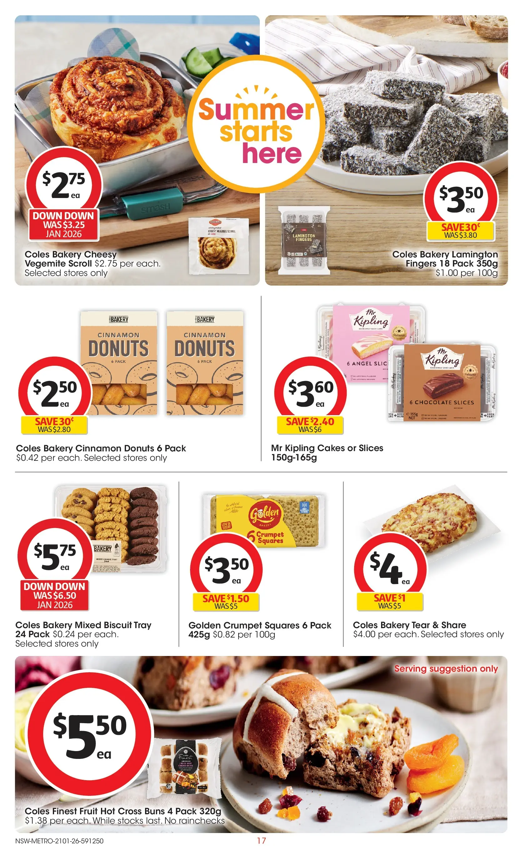 ﻿Coles catalogue valid from 21/01/2026 > Online Australia | Page: 17 | Products: Donuts, Chocolate, Vegemite, Bakery