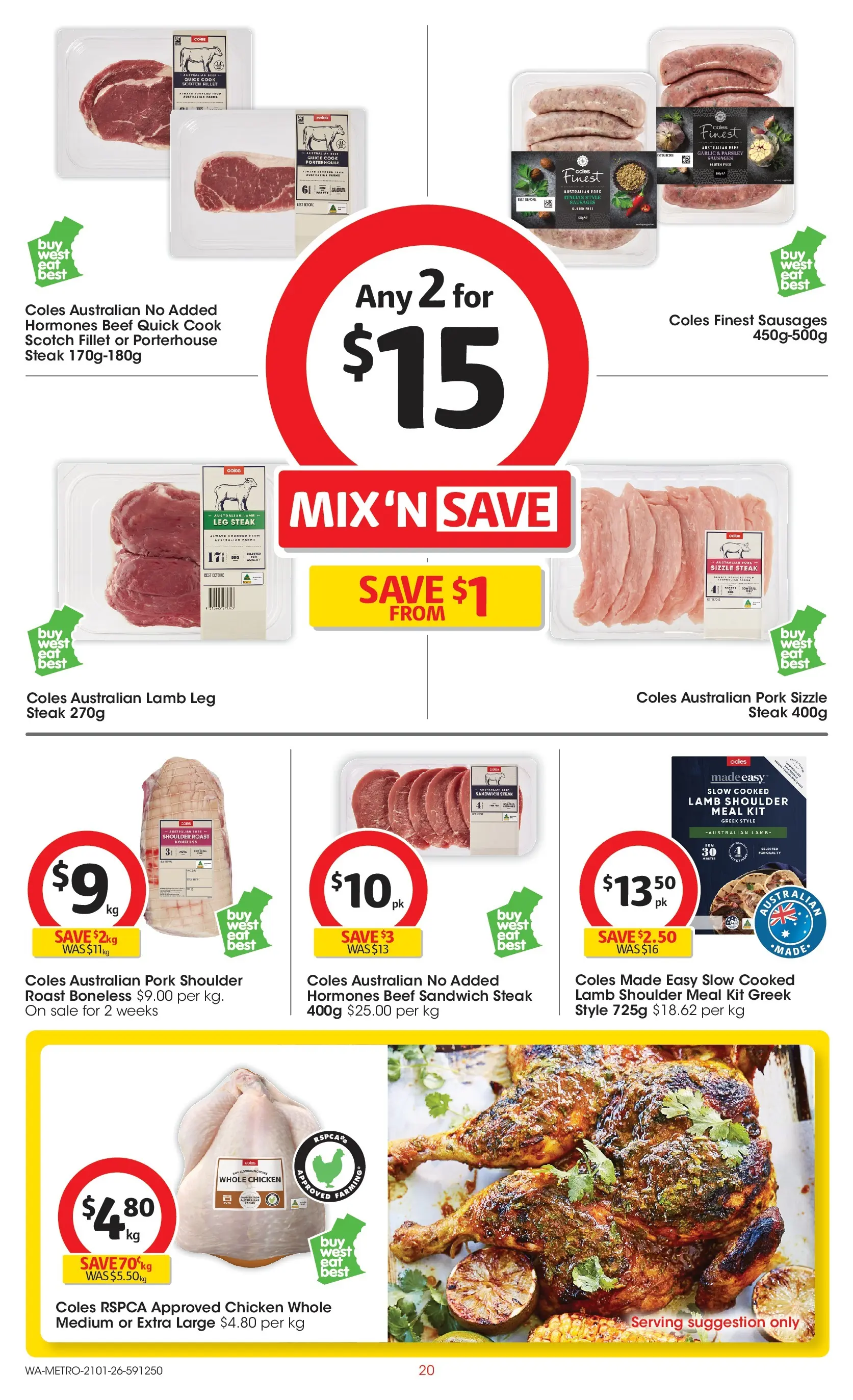 ﻿Coles catalogue valid from 21/01/2026 > Online Australia | Page: 20 | Products: Chicken, Pork, Beef, Scotch