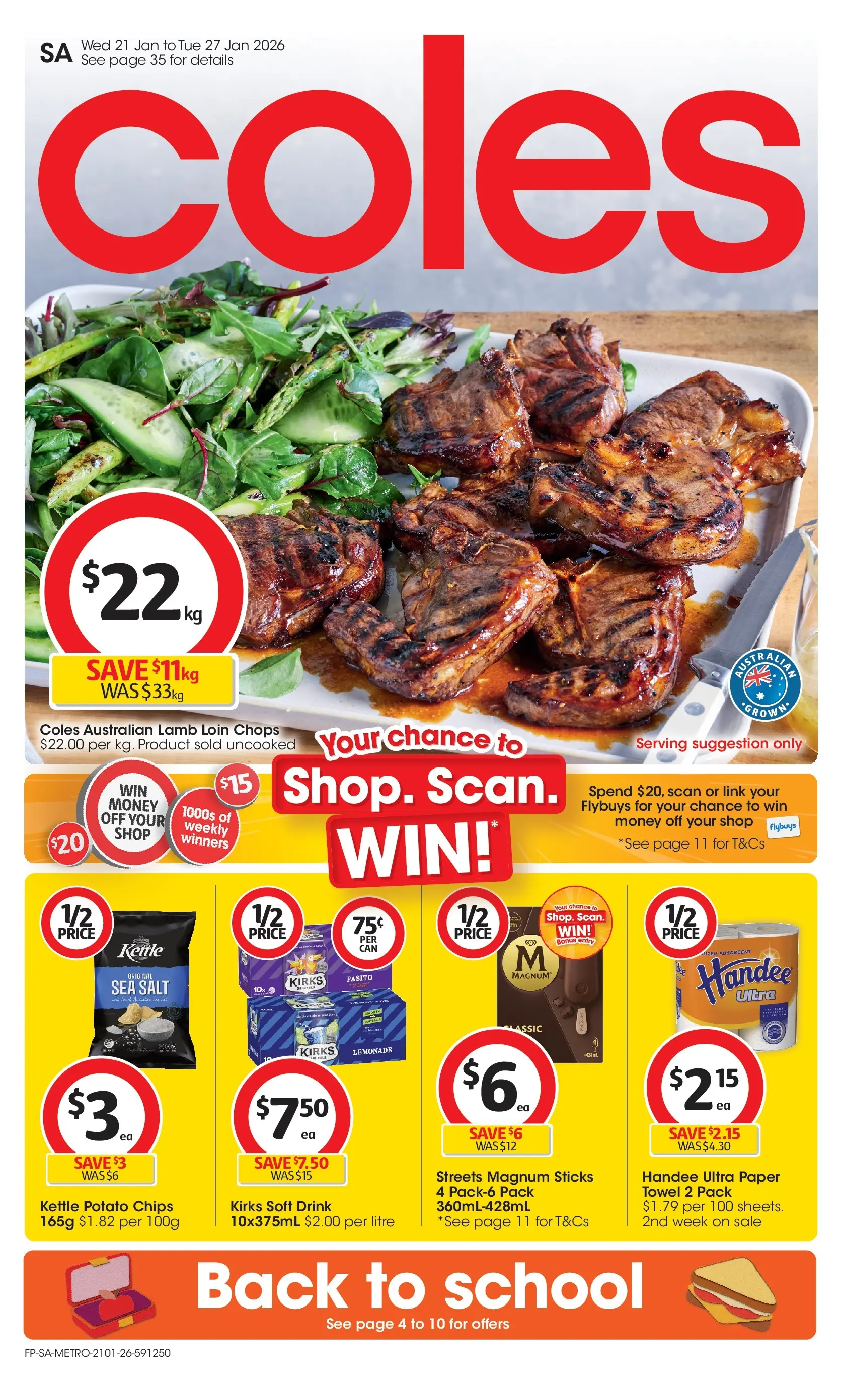 ﻿Coles catalogue valid from 21/01/2026 > Online Australia | Page: 1 | Products: Lamb, Chips, Salt, Kettle