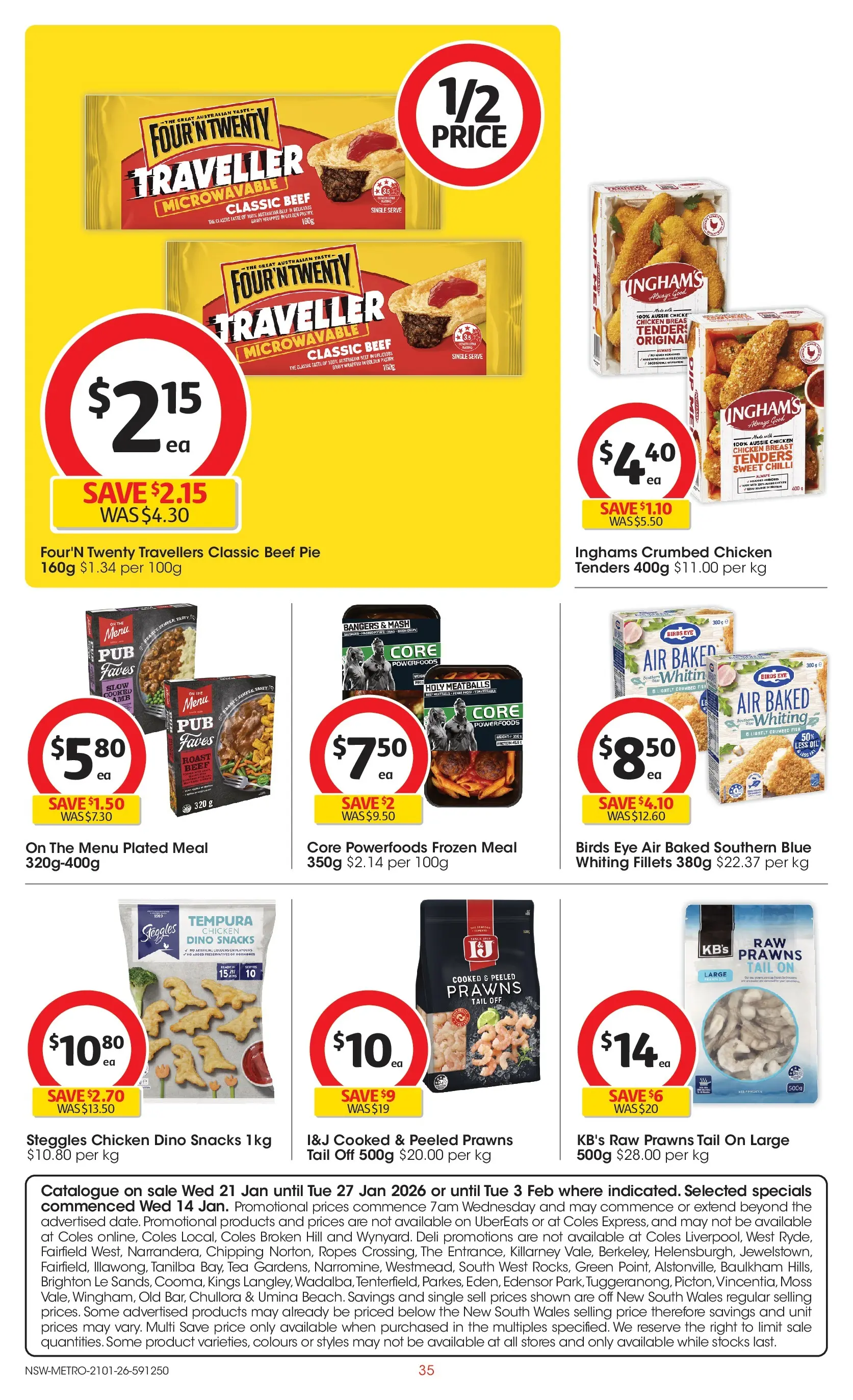 ﻿Coles catalogue valid from 21/01/2026 > Online Australia | Page: 35 | Products: Chicken, Tea, Beef, Prawns