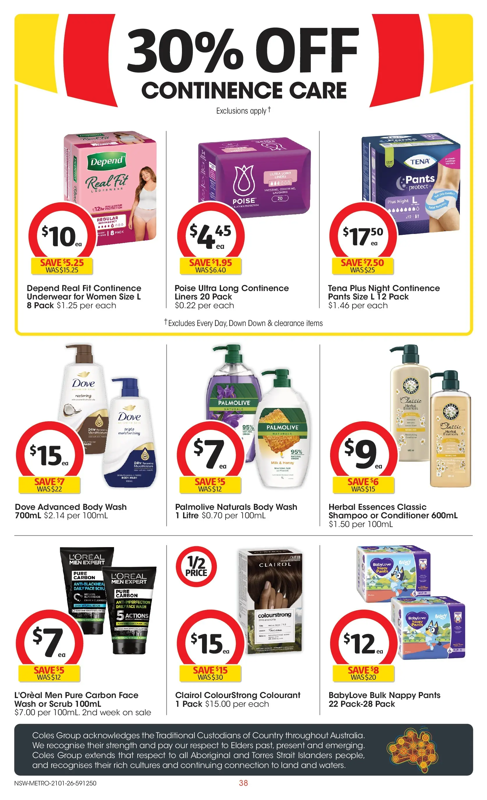 ﻿Coles catalogue valid from 21/01/2026 > Online Australia | Page: 38 | Products: Milk, Shampoo, Scrub, Pants