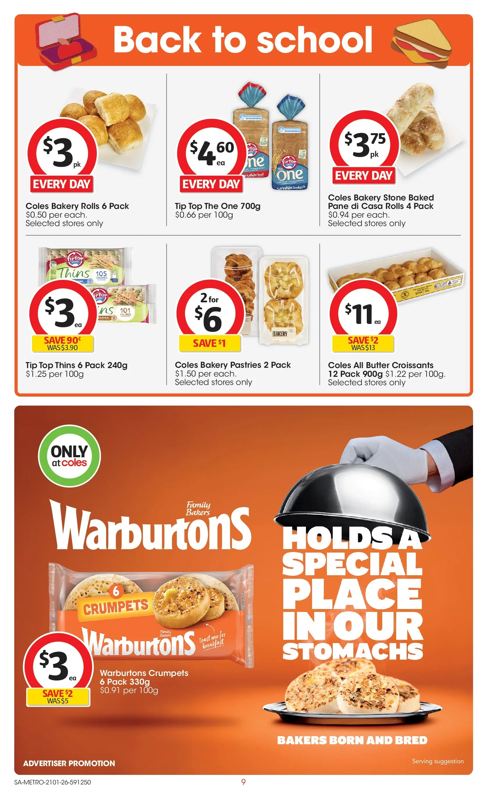 ﻿Coles catalogue valid from 21/01/2026 > Online Australia | Page: 9 | Products: Crumpets, Butter, Bakery