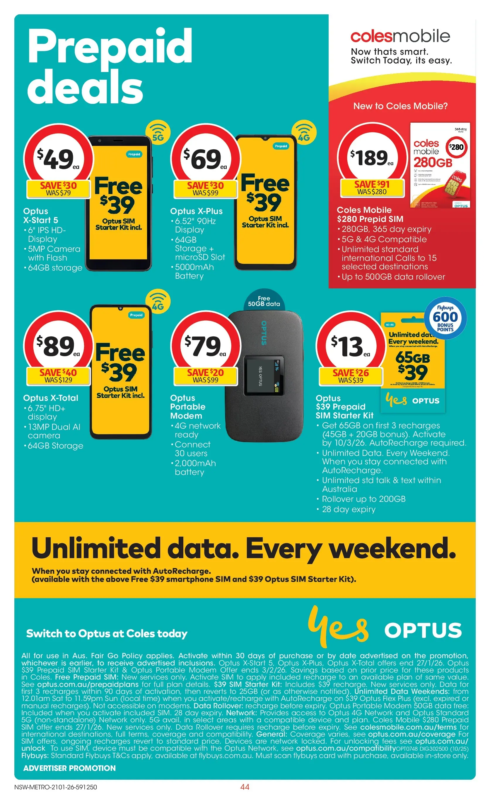 ﻿Coles catalogue valid from 21/01/2026 > Online Australia | Page: 44 | Products: Battery, Smartphone, Device, Portable