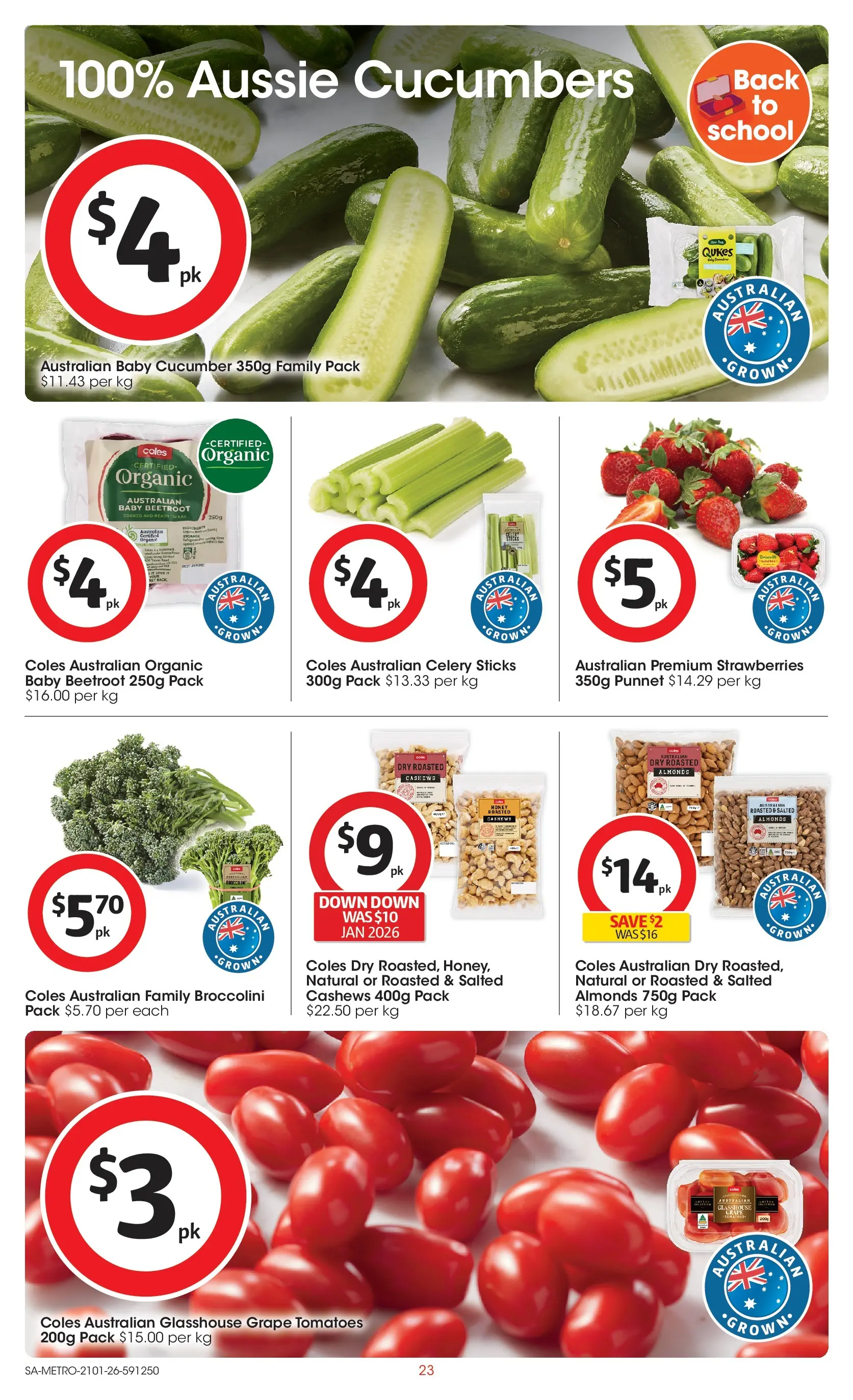 ﻿Coles catalogue valid from 21/01/2026 > Online Australia | Page: 23 | Products: Almonds, Honey, Strawberries, Beetroot