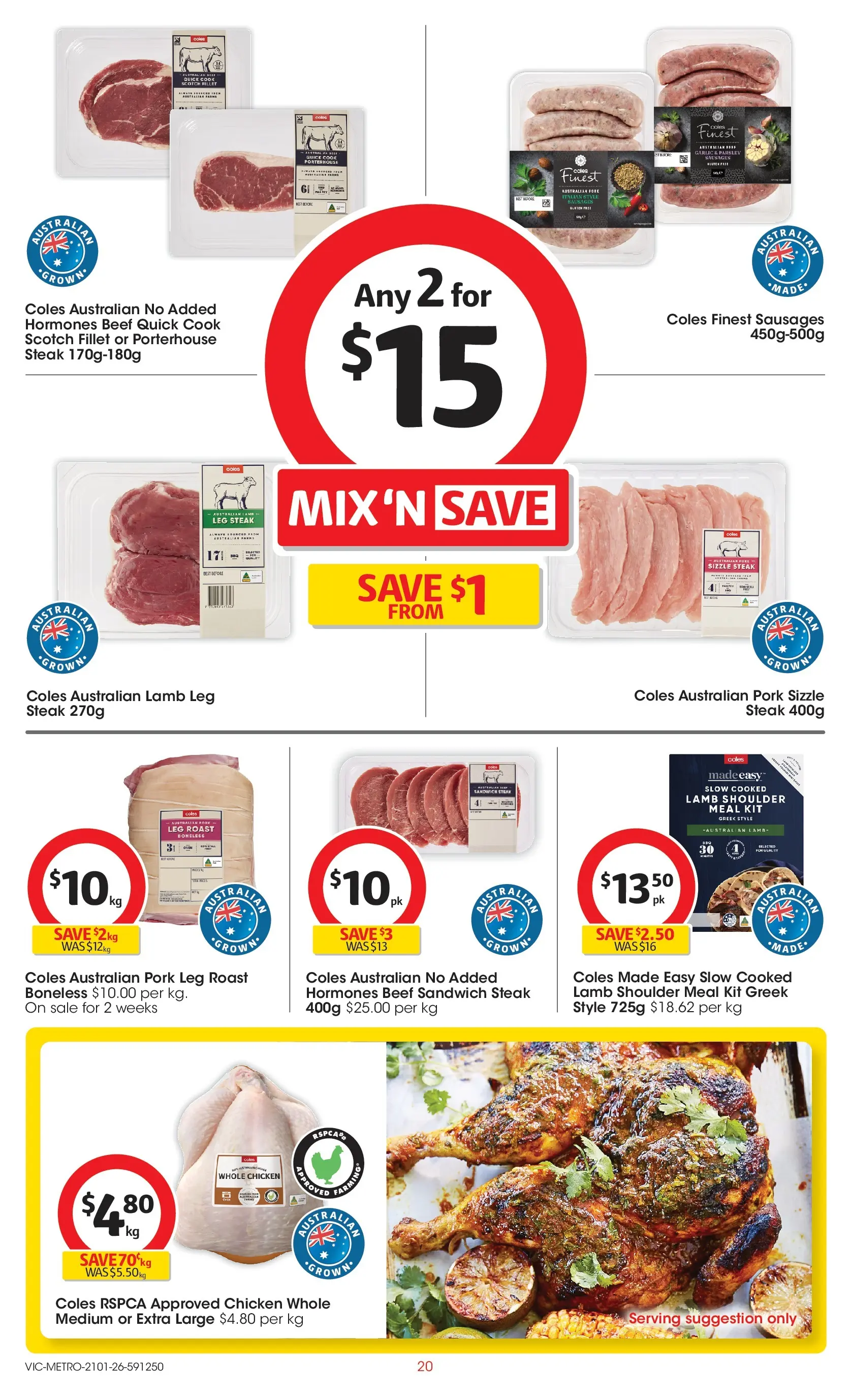 ﻿Coles catalogue valid from 21/01/2026 > Online Australia | Page: 20 | Products: Lamb, Beef, Steak, Garlic