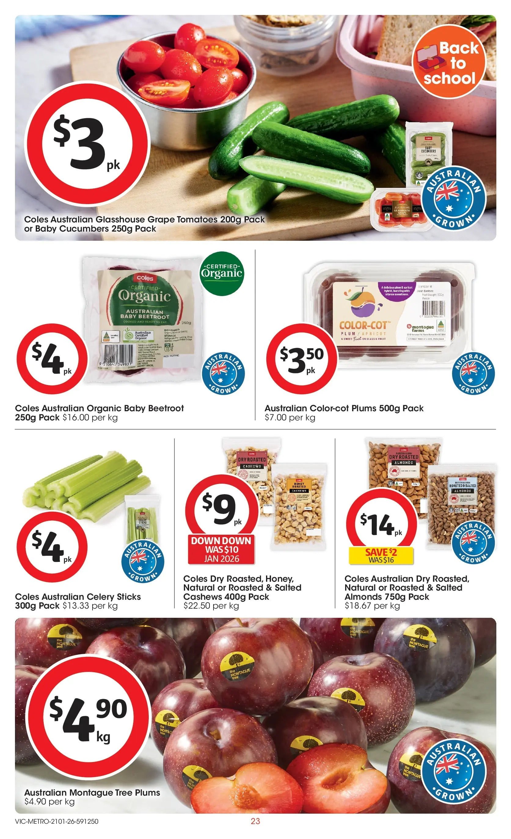 ﻿Coles catalogue valid from 21/01/2026 > Online Australia | Page: 23 | Products: Honey, Tomatoes, Cucumbers, Beetroot