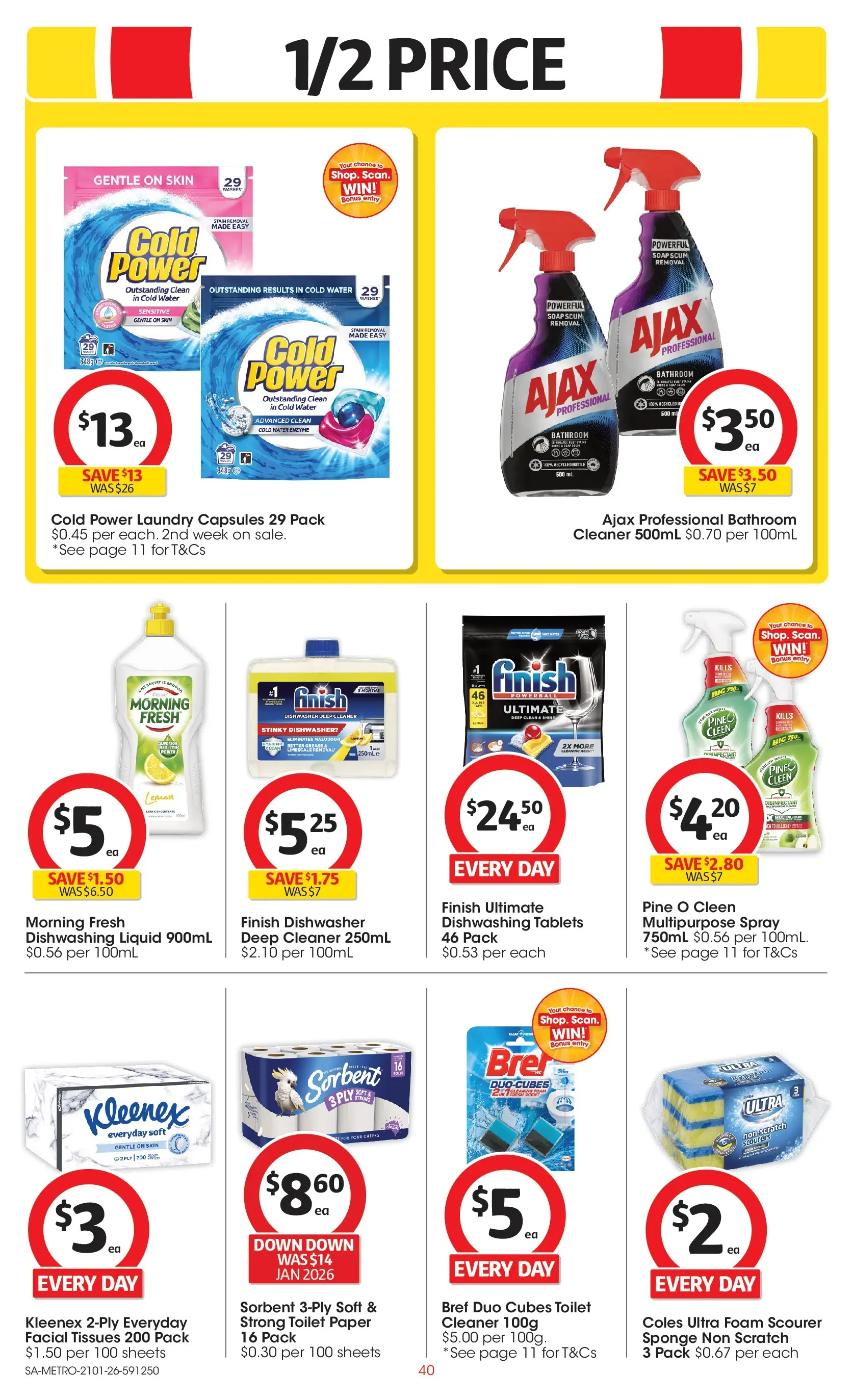 ﻿Coles catalogue valid from 21/01/2026 > Online Australia | Page: 40 | Products: Toilet, Dishwasher, Tissues, Bathroom