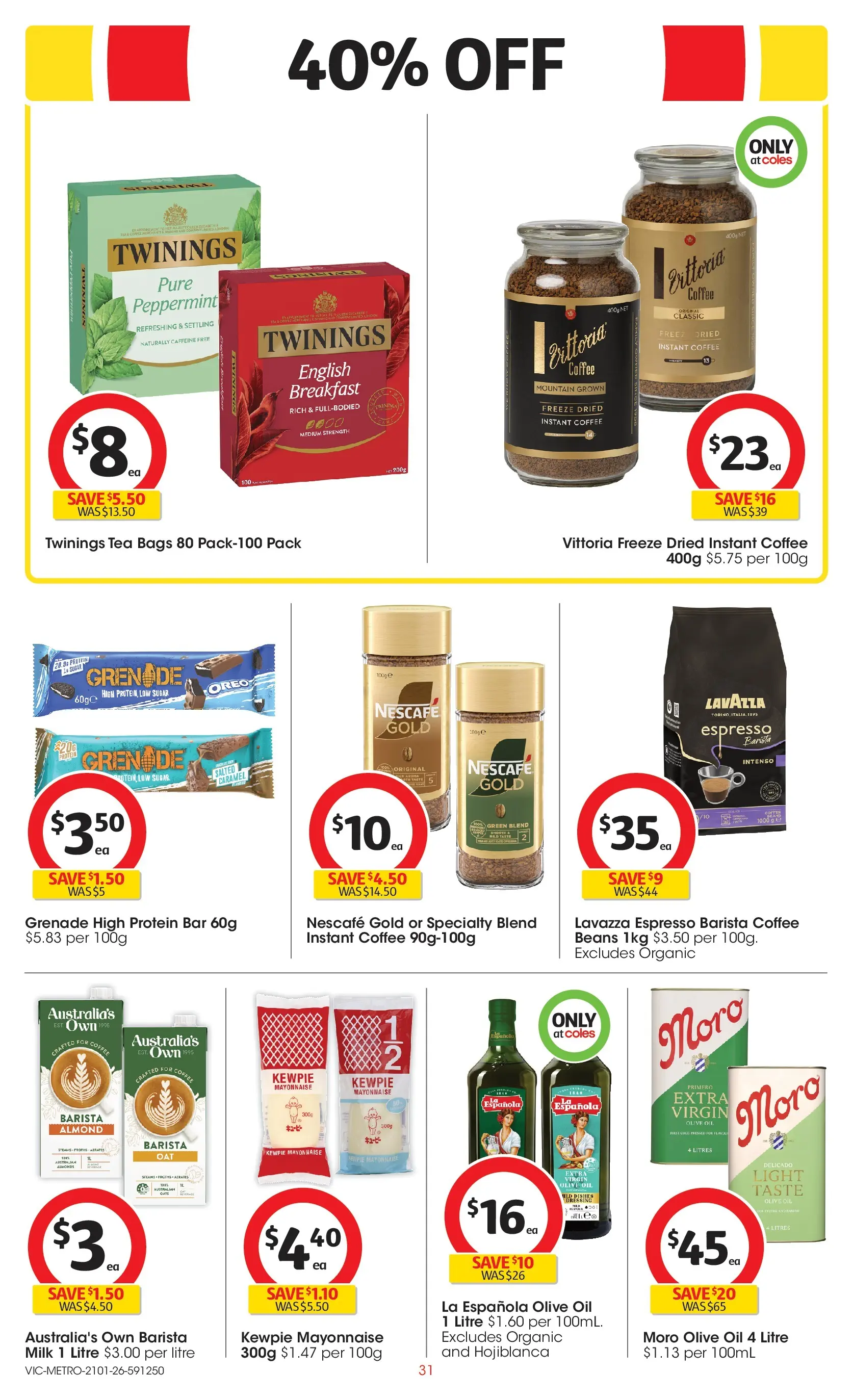 ﻿Coles catalogue valid from 21/01/2026 > Online Australia | Page: 31 | Products: Milk, Oil, Olive oil, Mayonnaise