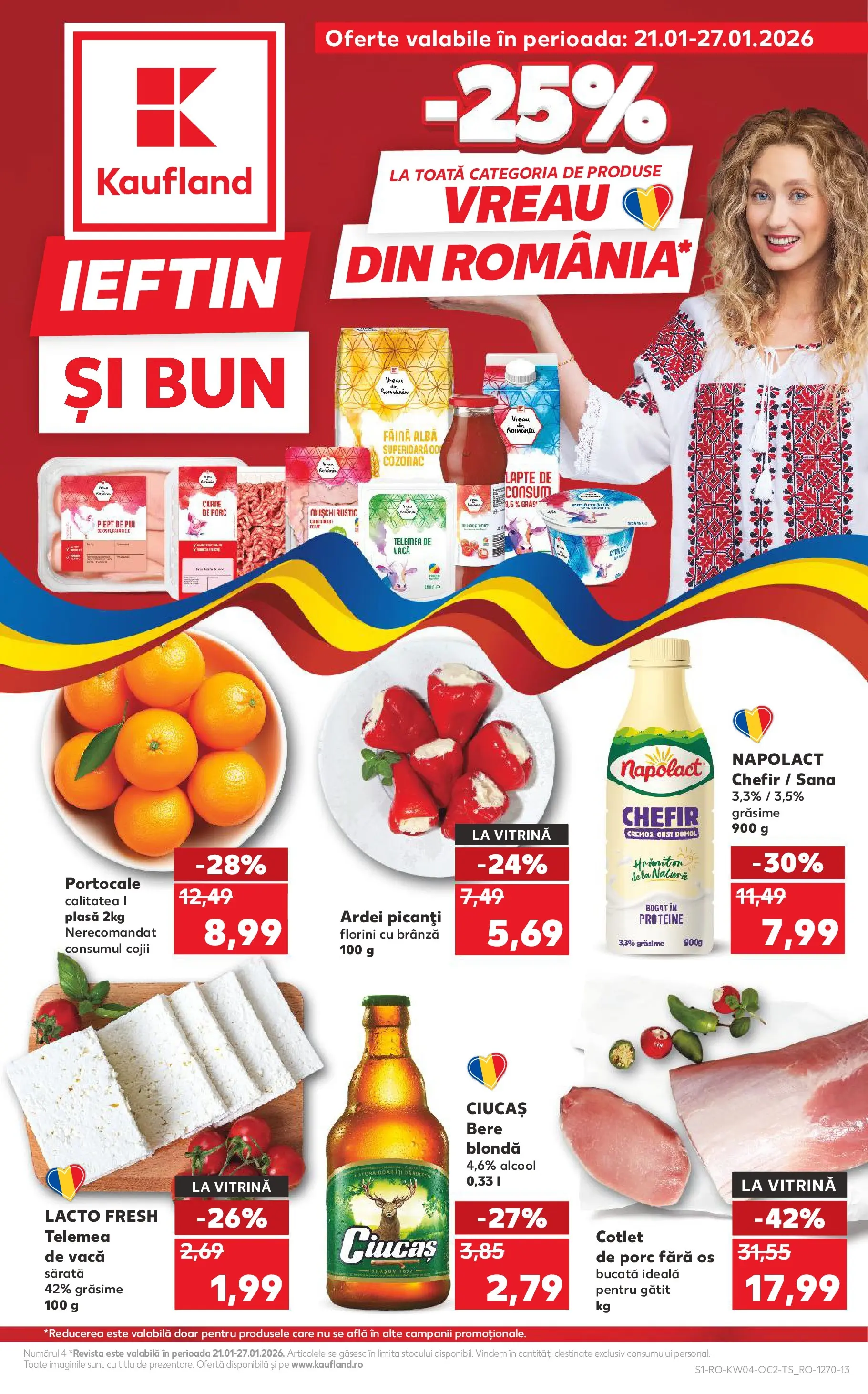 Catalog Kaufland - Viseu de Sus 21.01.2026 - Revista si Oferta | Pagină: 1 | Produse: Brânză, Kefir, Bere, Portocale