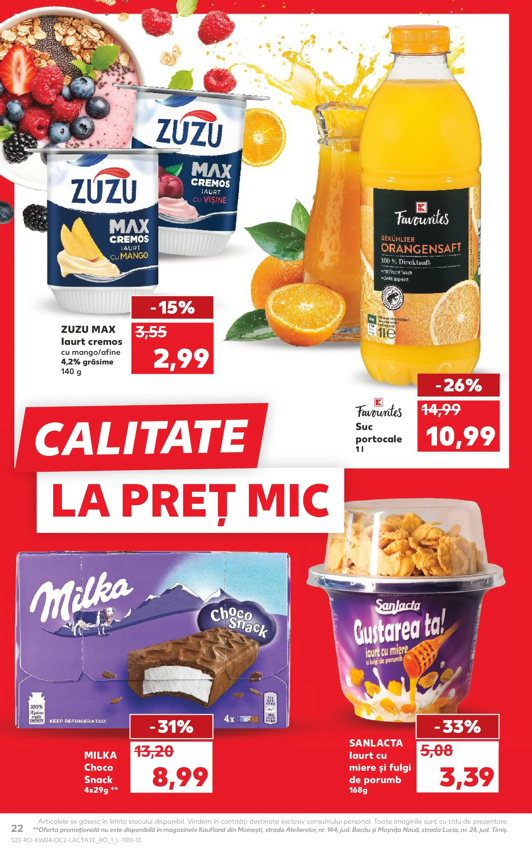 Catalog Kaufland - Slatina 21.01.2026 - Revista si Oferta | Pagină: 22 | Produse: Iaurt, Suc, Porumb, Mango