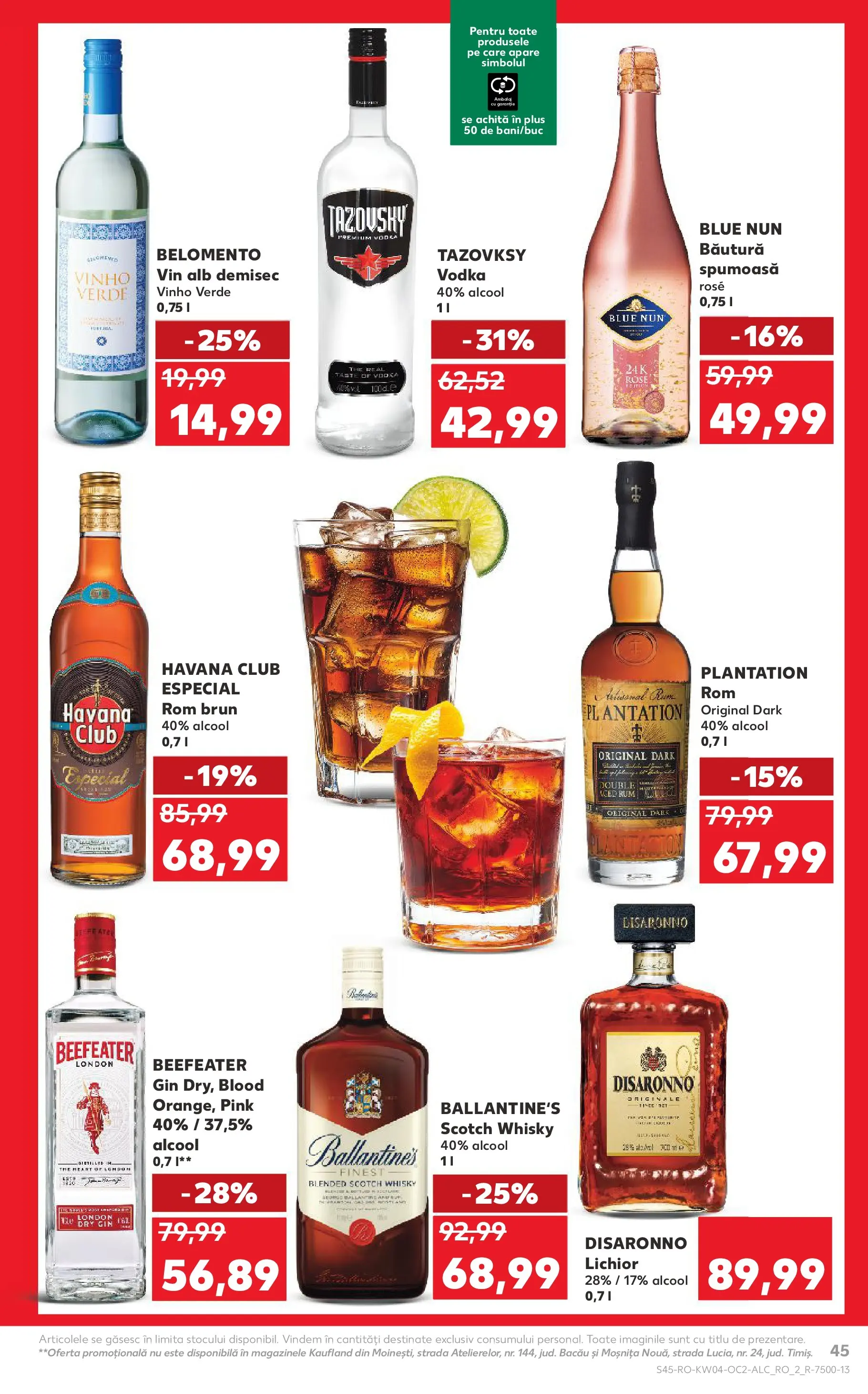 Catalog Kaufland - Viseu de Sus 21.01.2026 - Revista si Oferta | Pagină: 45 | Produse: Lichior, Rom, Gin, Vodka