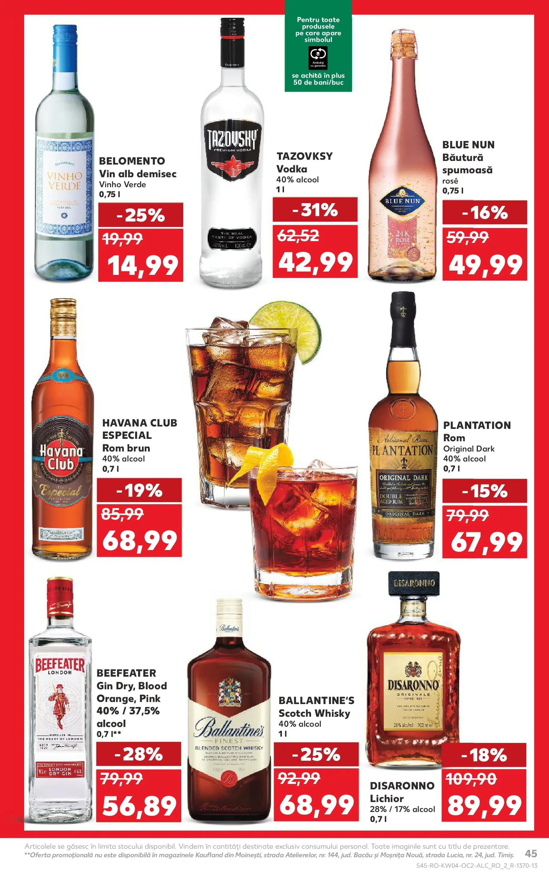 Catalog Kaufland - Slatina 21.01.2026 - Revista si Oferta | Pagină: 45 | Produse: Lichior, Vin, Rom, Vodka