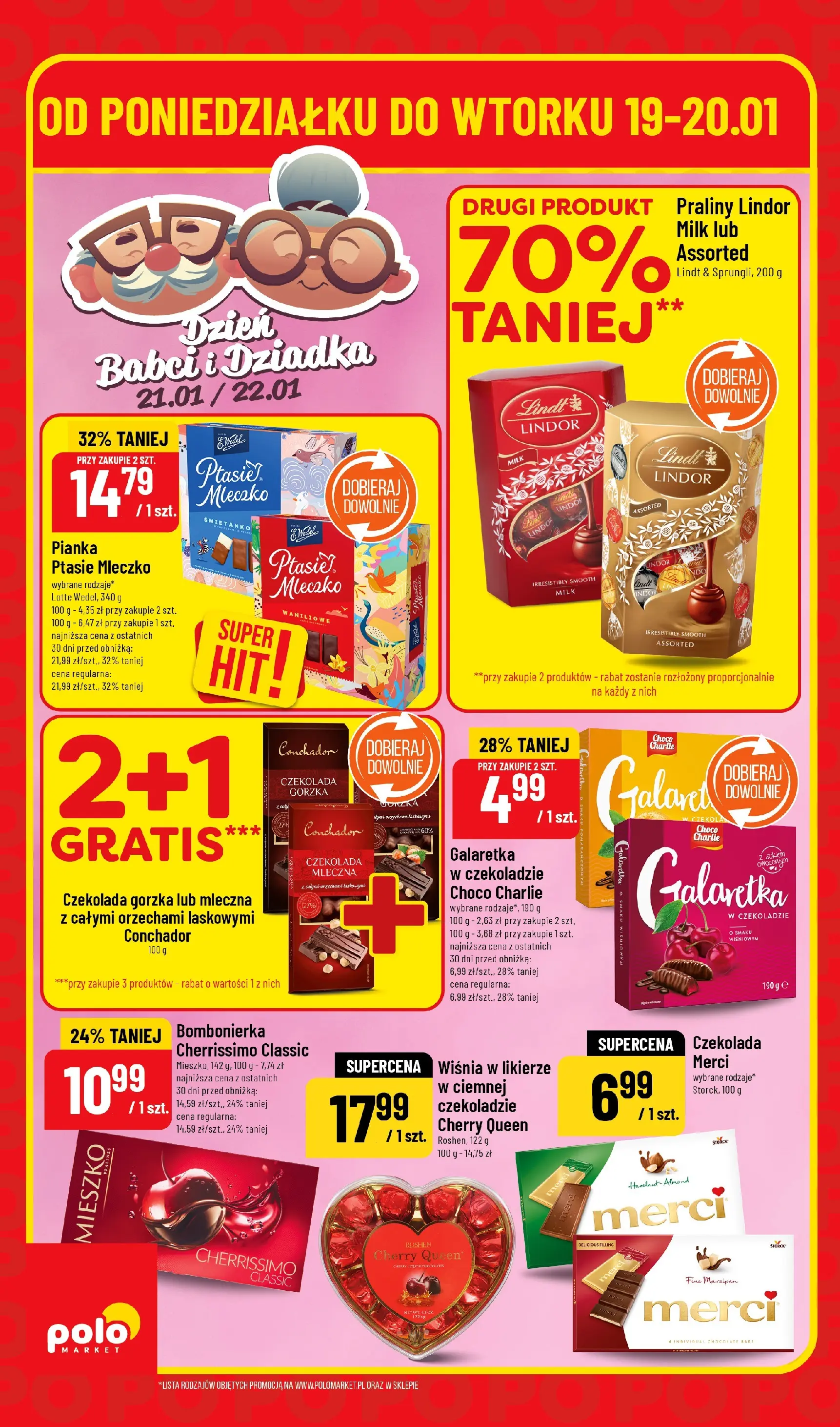 Nowa POLOmarket gazetka od jutra 19.01.2026 (PDF) | Strona: 2 | Produkty: Praliny, Czekolada gorzka, Bombonierka, Merci