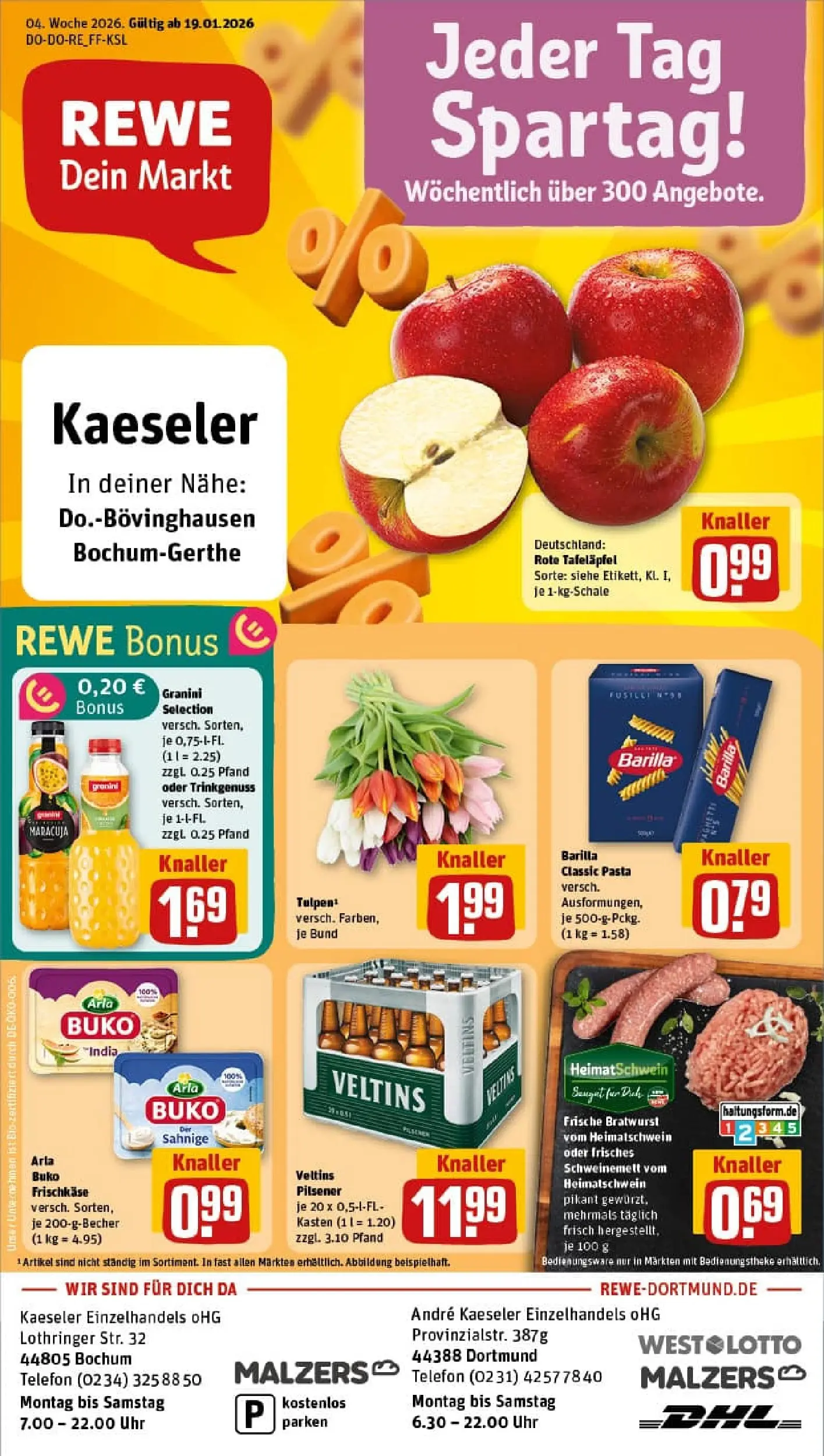 REWE Prospekt ab 18.01.2026 zum Blättern » Angebote | Seite: 1 | Produkte: Arla buko, Granini, Pasta, Frischkase