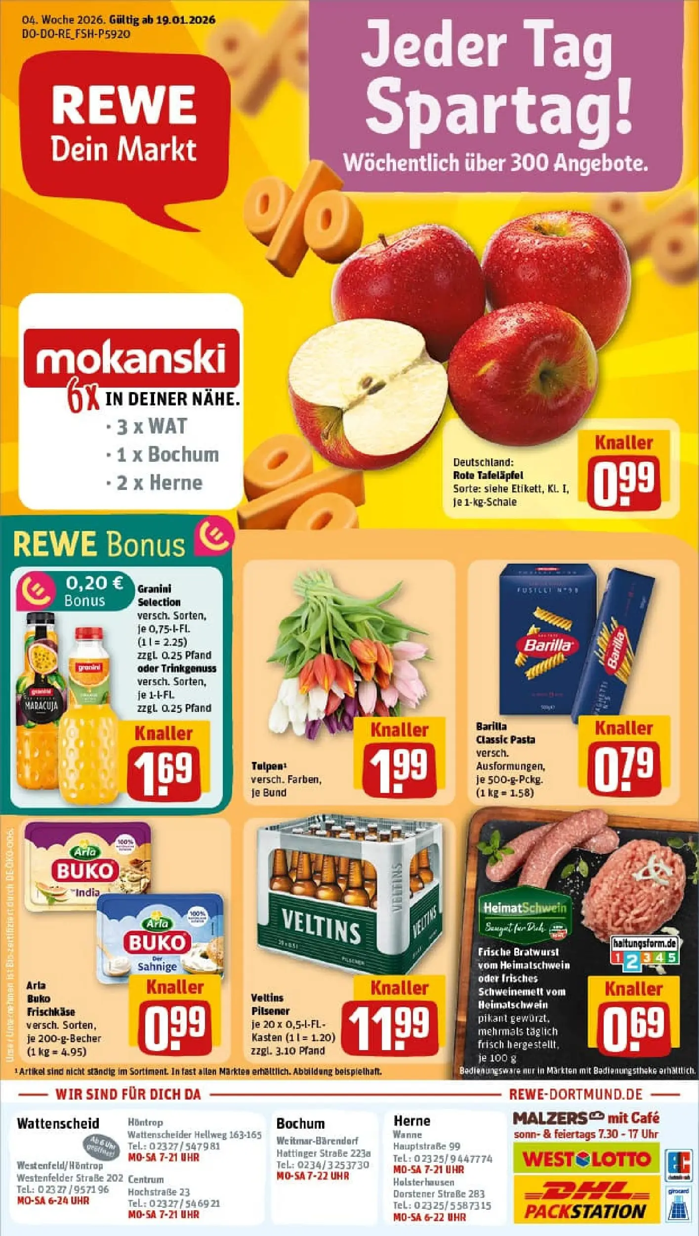 REWE Prospekt ab 18.01.2026 zum Blättern » Angebote | Seite: 1 | Produkte: Pasta, Uhr, Veltins, Frischkase