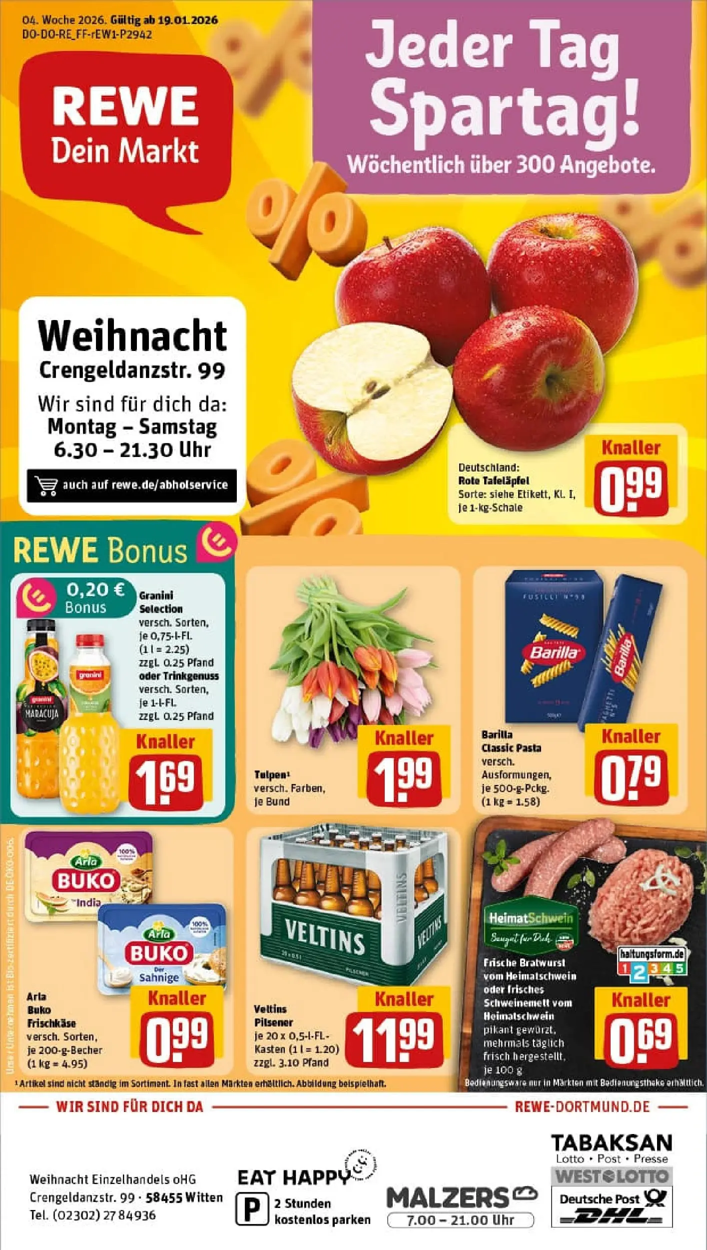 REWE Prospekt ab 18.01.2026 zum Blättern » Angebote | Seite: 1 | Produkte: Barilla, Granini, Uhr, Veltins