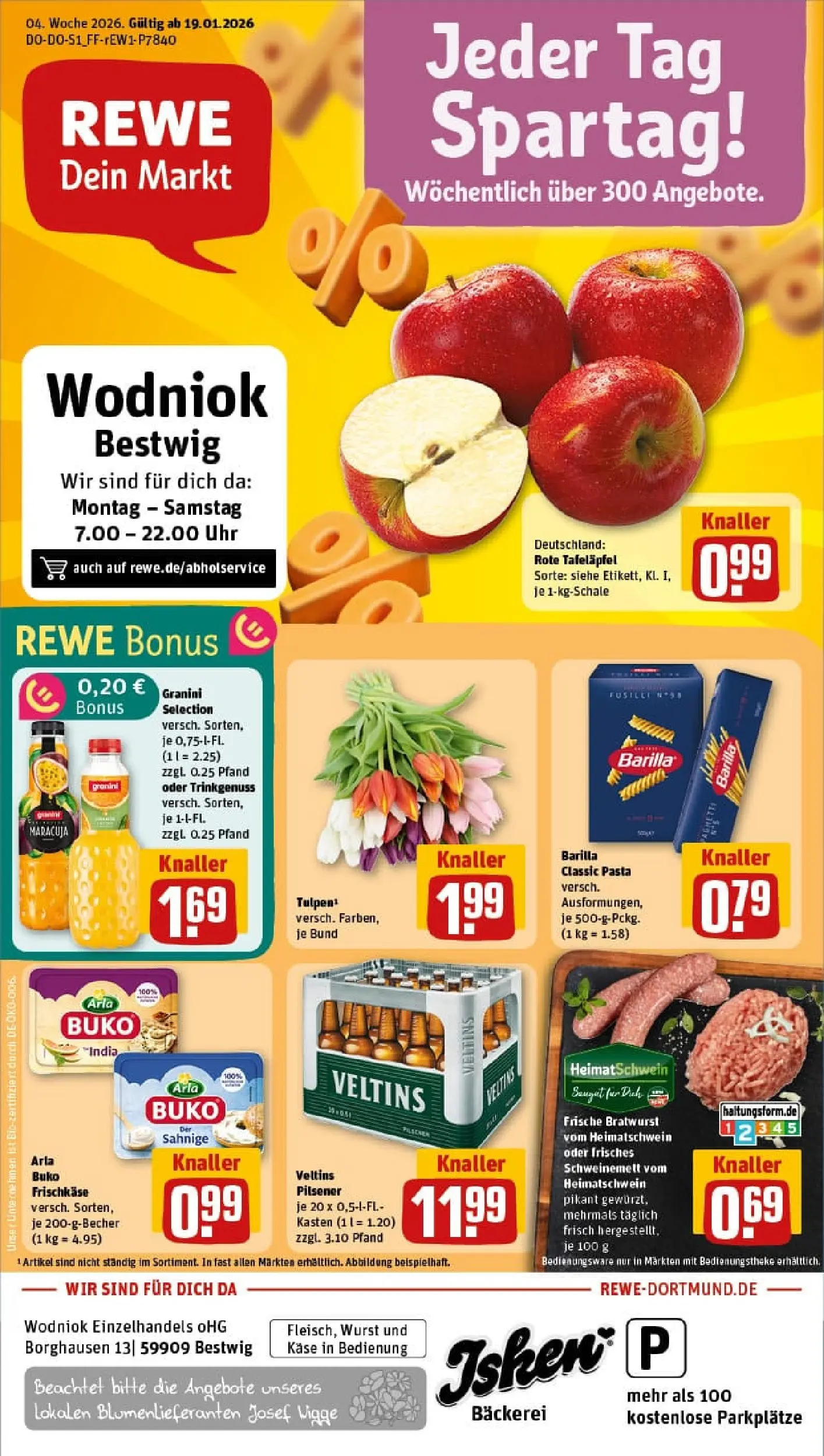 REWE Prospekt ab 18.01.2026 zum Blättern » Angebote | Seite: 1 | Produkte: Bäckerei, Arla buko, Wurst, Granini