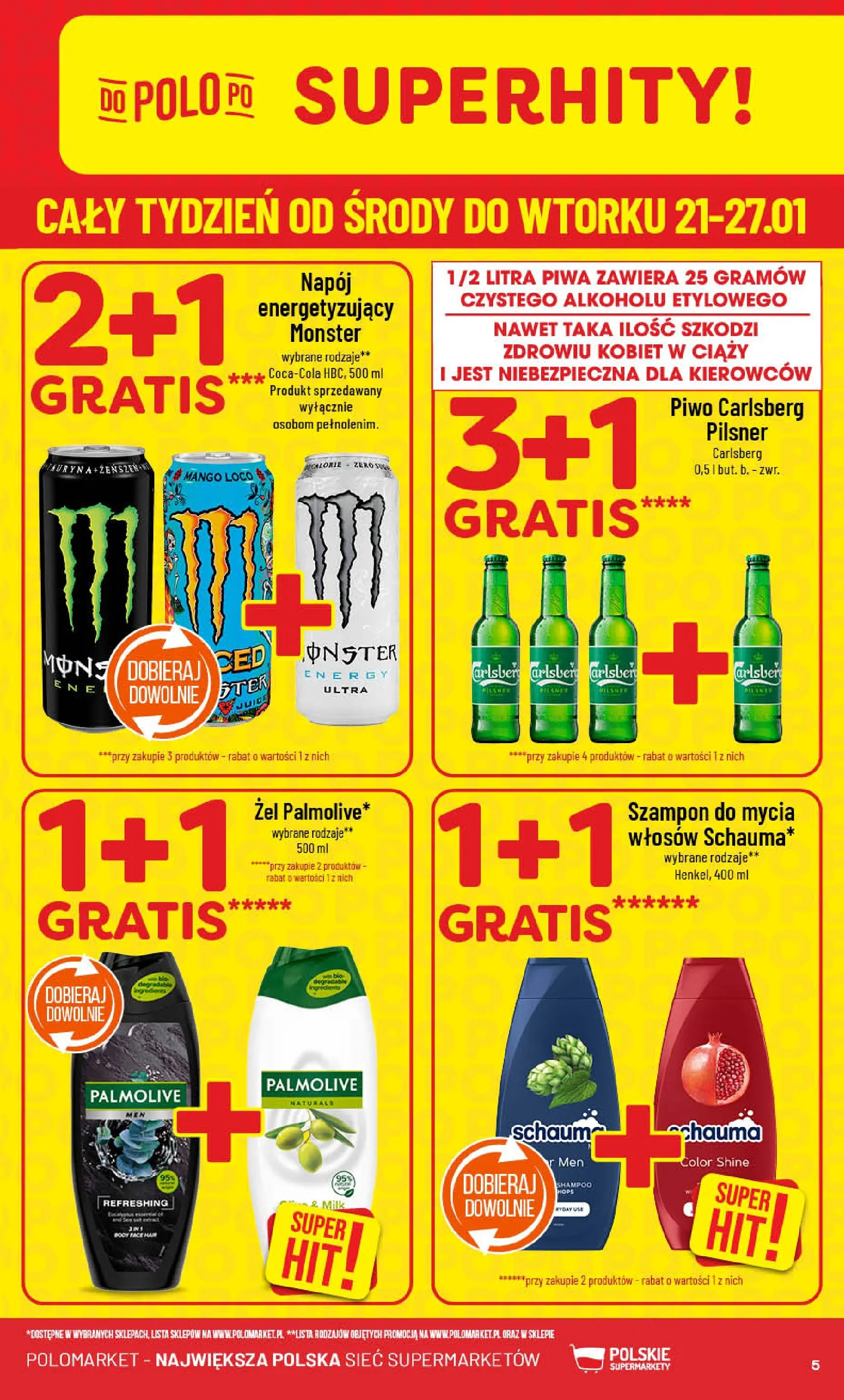 Nowa POLOmarket gazetka od jutra 21.01.2026 (PDF) | Strona: 5 | Produkty: Mango, Piwo Carlsberg, Piwo, Szampon