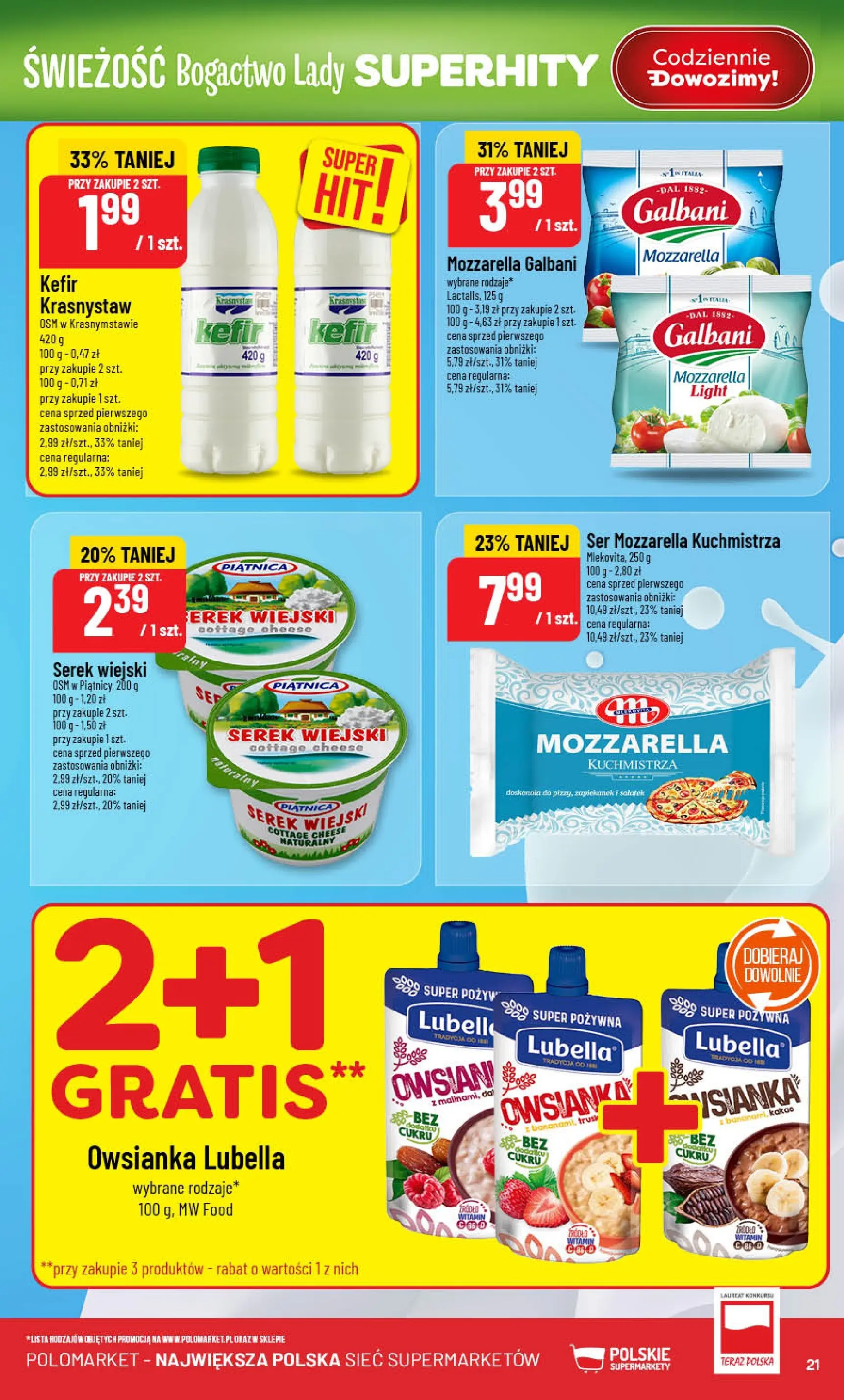 Nowa POLOmarket gazetka od jutra 21.01.2026 (PDF) | Strona: 21 | Produkty: Kefir, Kakao, Serek wiejski, Ser