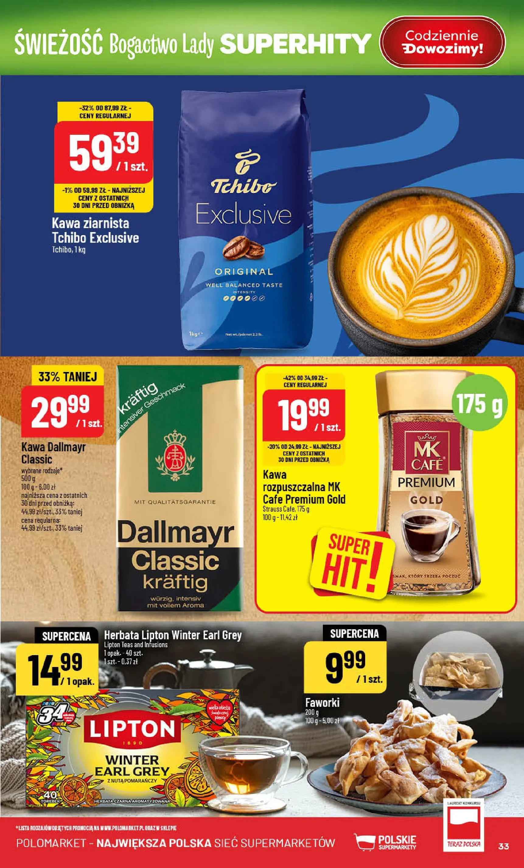 Nowa POLOmarket gazetka od jutra 21.01.2026 (PDF) | Strona: 33 | Produkty: Tchibo exclusive, Tchibo, Herbata lipton, Herbata