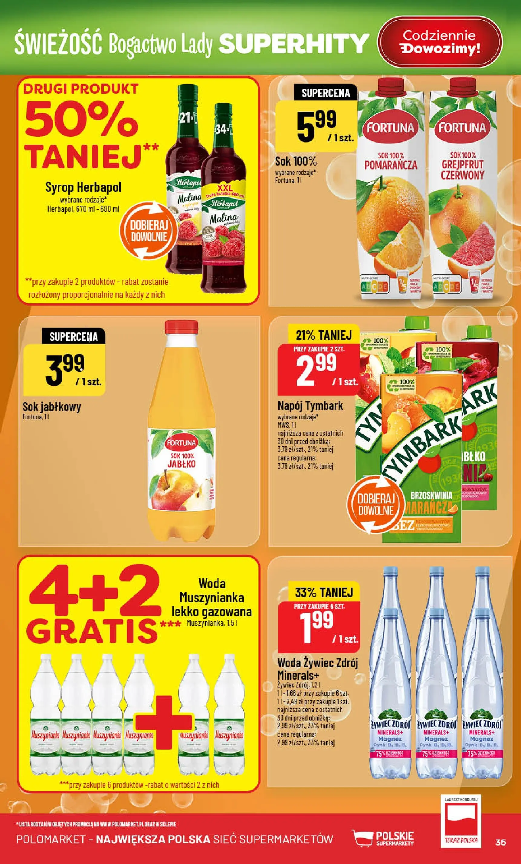Nowa POLOmarket gazetka od jutra 21.01.2026 (PDF) | Strona: 35 | Produkty: Syrop, Malina, Grejpfrut, Woda
