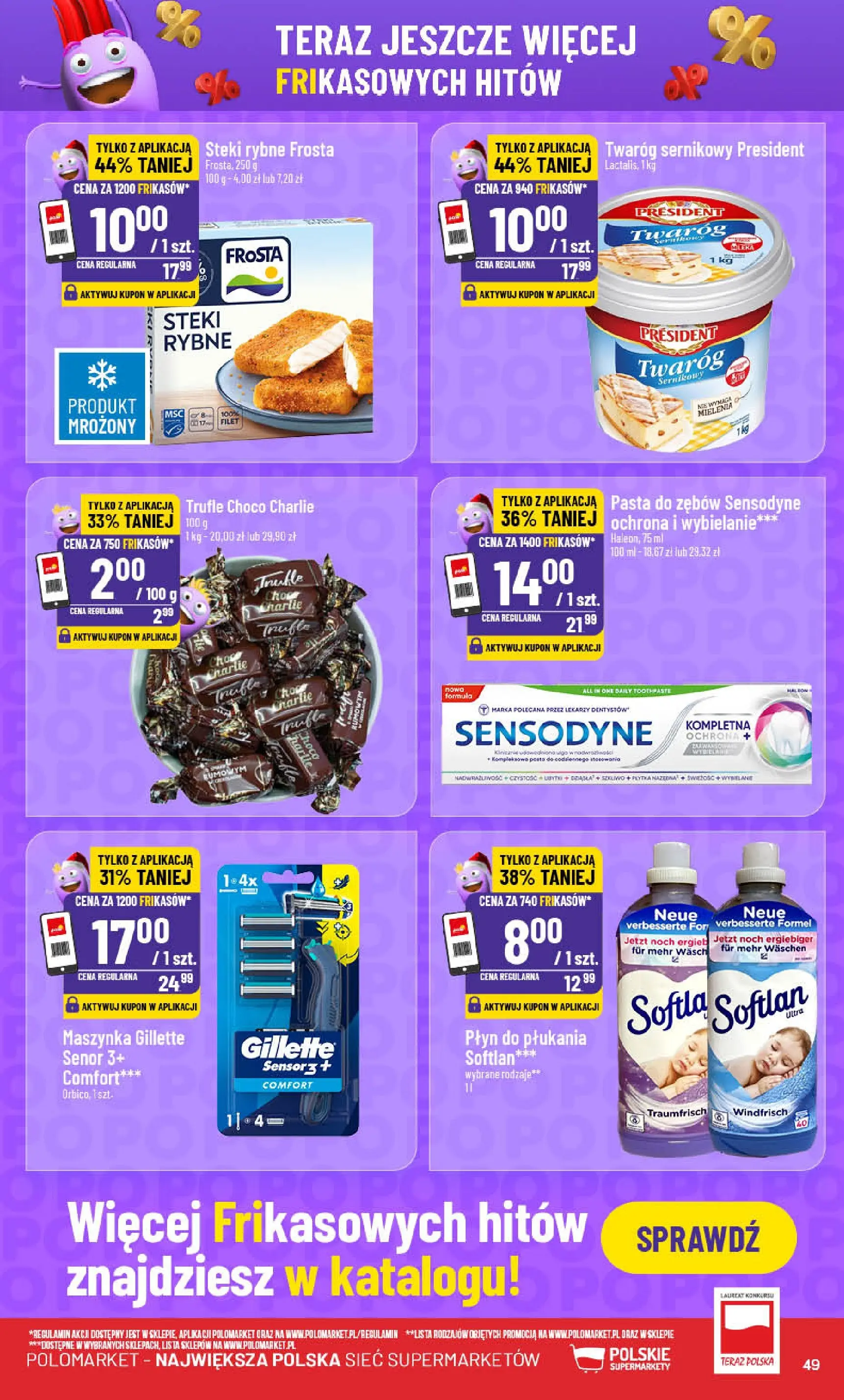 Nowa POLOmarket gazetka od jutra 21.01.2026 (PDF) | Strona: 49 | Produkty: Gillette, Steki, Pasta do zębów, Twaróg
