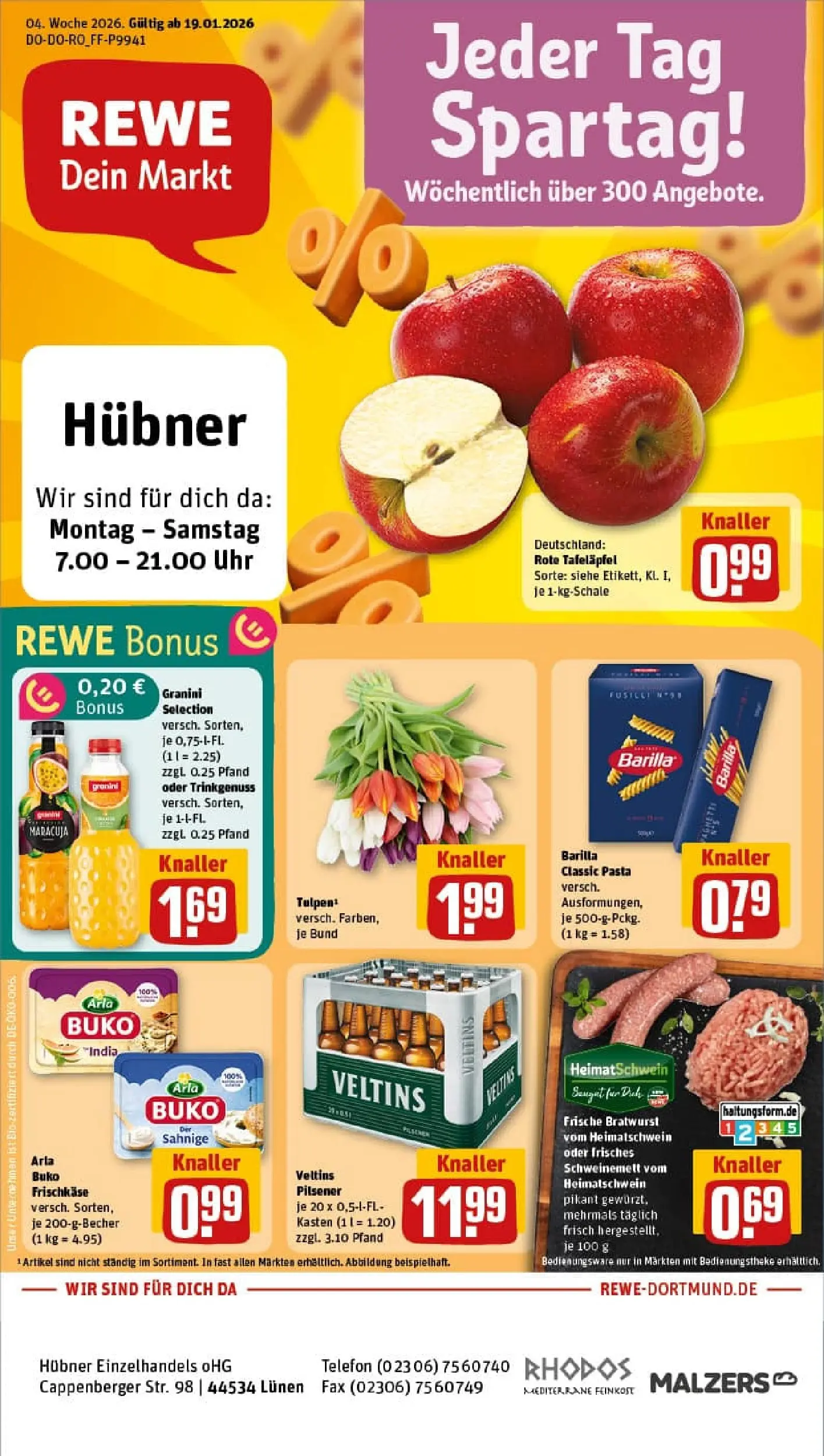 REWE Prospekt ab 18.01.2026 zum Blättern » Angebote | Seite: 1 | Produkte: Barilla, Bratwurst, Telefon, Frischkase