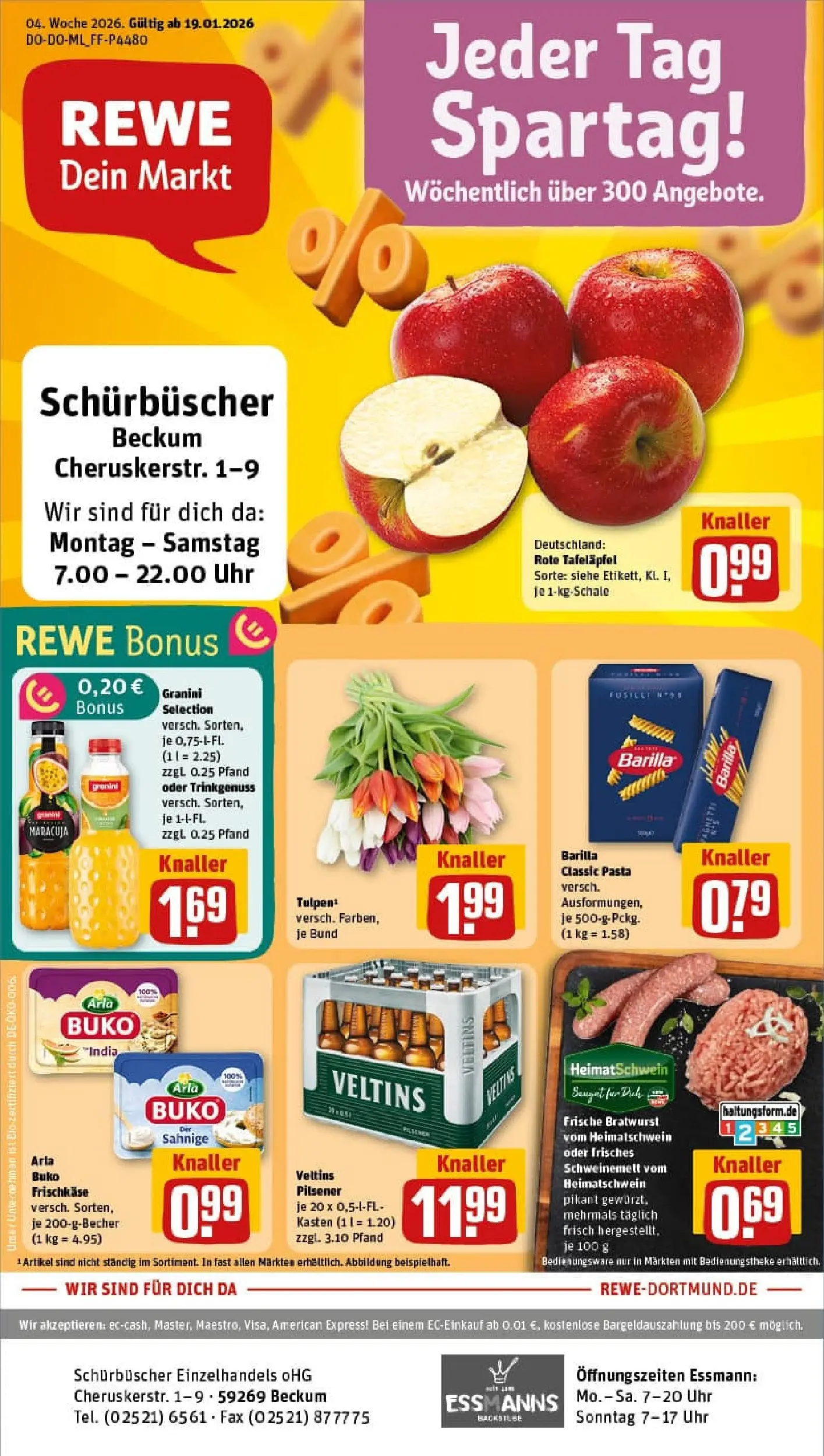 REWE Prospekt ab 18.01.2026 zum Blättern » Angebote | Seite: 1 | Produkte: Barilla, Bratwurst, Pasta, Frischkase