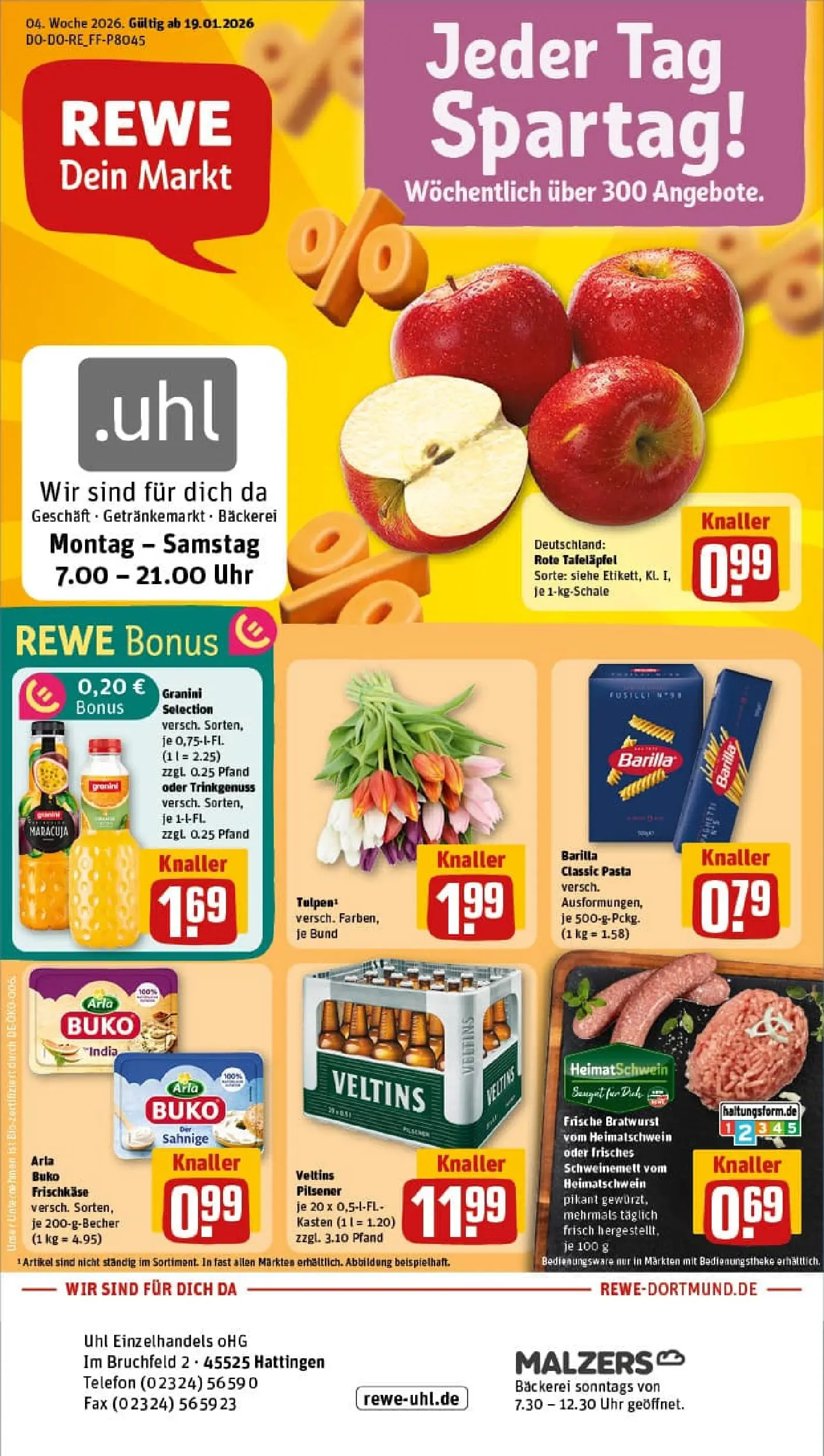 REWE Prospekt ab 18.01.2026 zum Blättern » Angebote | Seite: 1 | Produkte: Bäckerei, Barilla, Granini, Frischkase