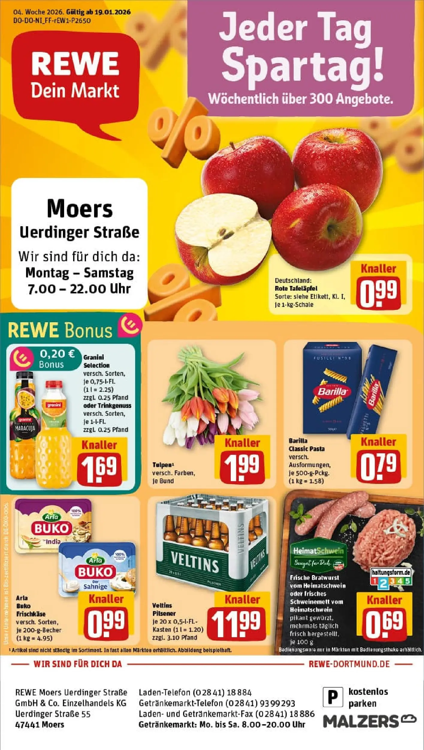REWE Prospekt ab 18.01.2026 zum Blättern » Angebote | Seite: 1 | Produkte: Arla buko, Granini, Pasta, Uhr