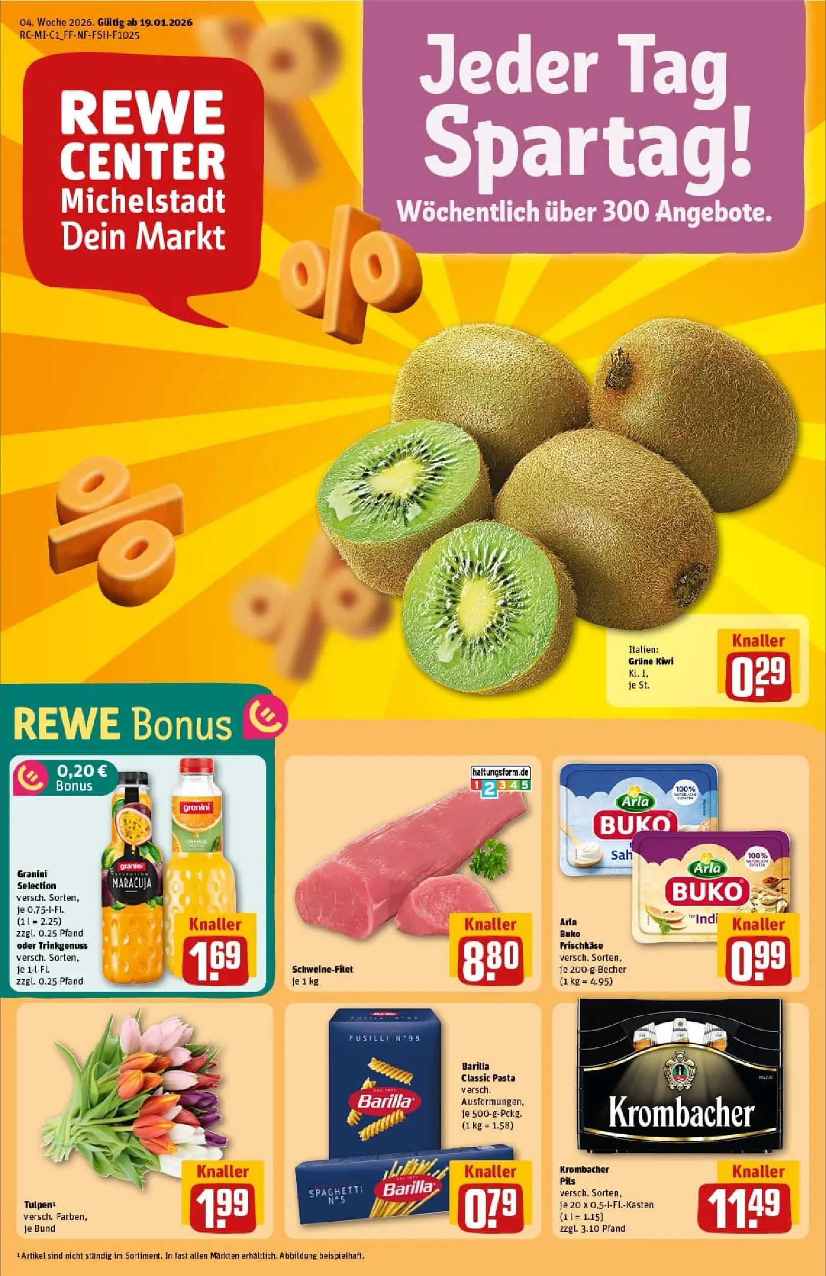 REWE Prospekt ab 18.01.2026 zum Blättern » Angebote | Seite: 1 | Produkte: Granini, Krombacher, Kiwi, Frischkase