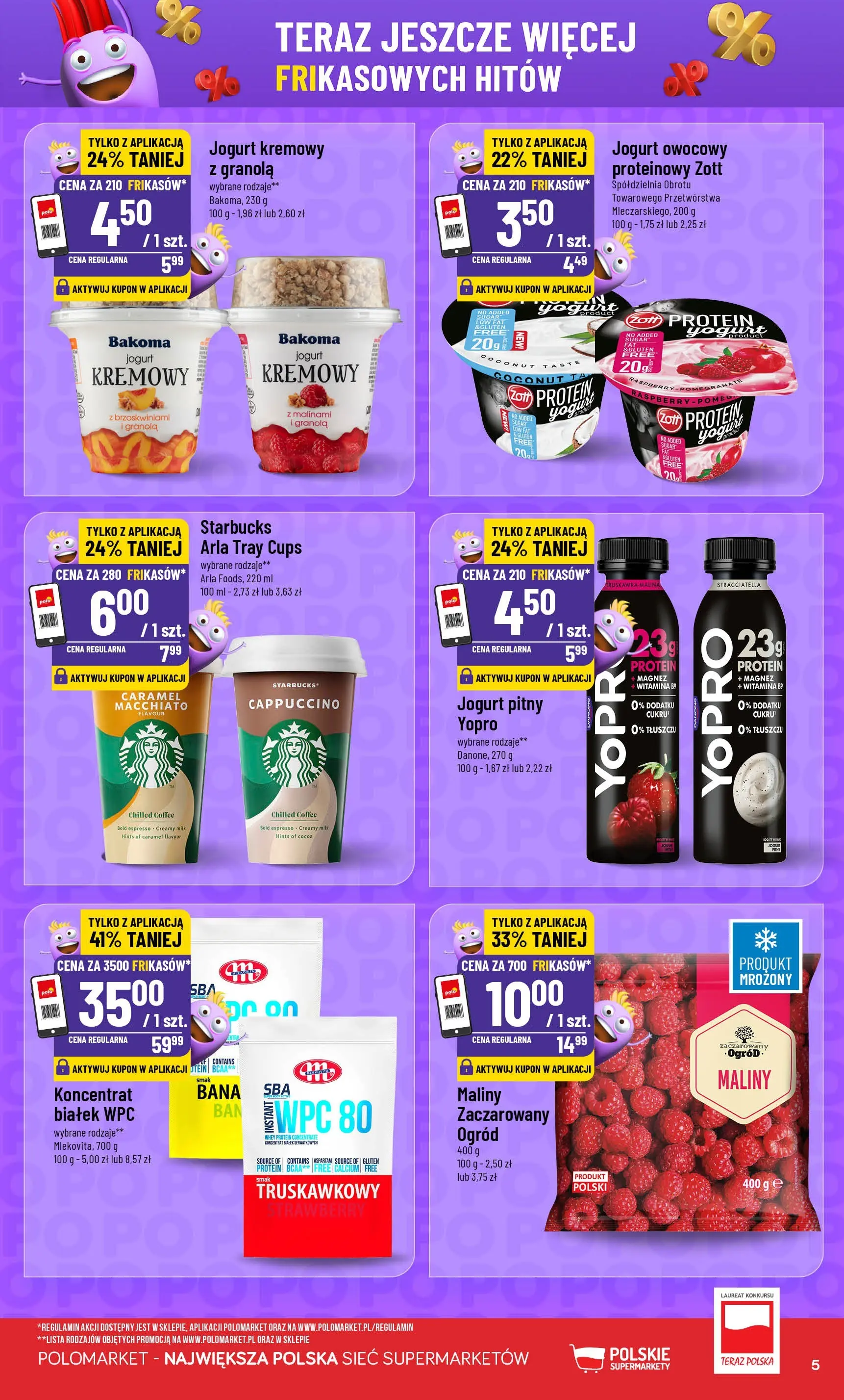 Nowa POLOmarket gazetka od jutra 21.01.2026 (PDF) | Strona: 5 | Produkty: Malina, Jogurt pitny, Jogurt owocowy, Jogurt kremowy