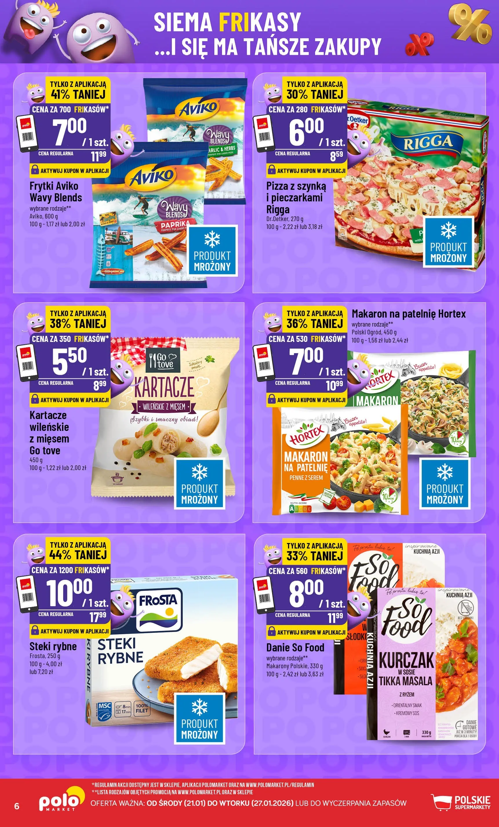 Nowa POLOmarket gazetka od jutra 21.01.2026 (PDF) | Strona: 6 | Produkty: Steki, Patelnie, Makarony, Makaron