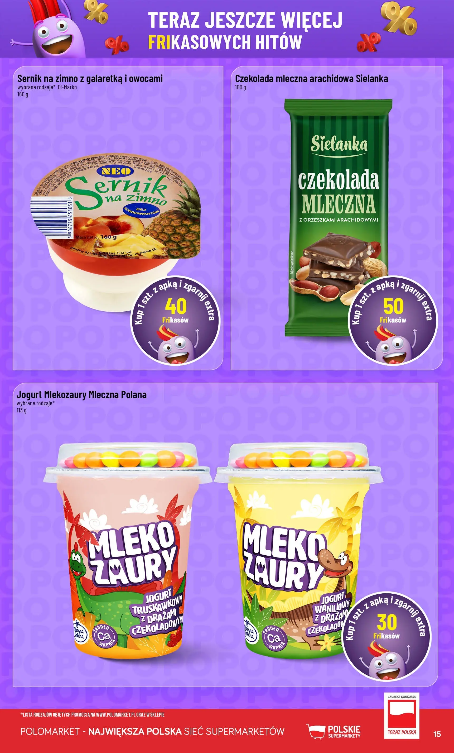 Nowa POLOmarket gazetka od jutra 21.01.2026 (PDF) | Strona: 15 | Produkty: Jogurt waniliowy, Czekolada mleczna, Mleko, Jogurt