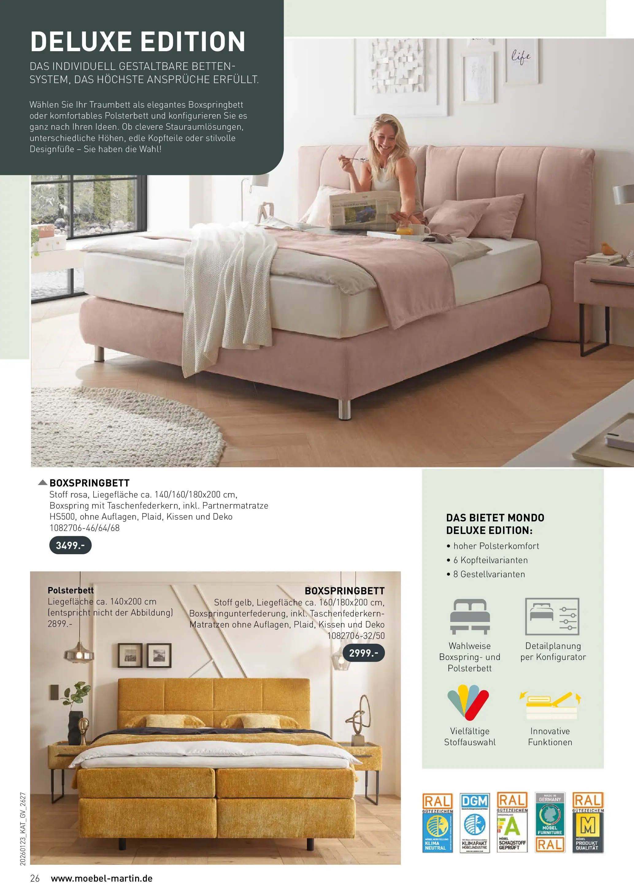 Möbel Martin - Möbel Martin: Wochenangebote (ab 22.01.2026) zum Blättern | Seite: 26 | Produkte: Kissen, Boxspringbett, Polsterbett