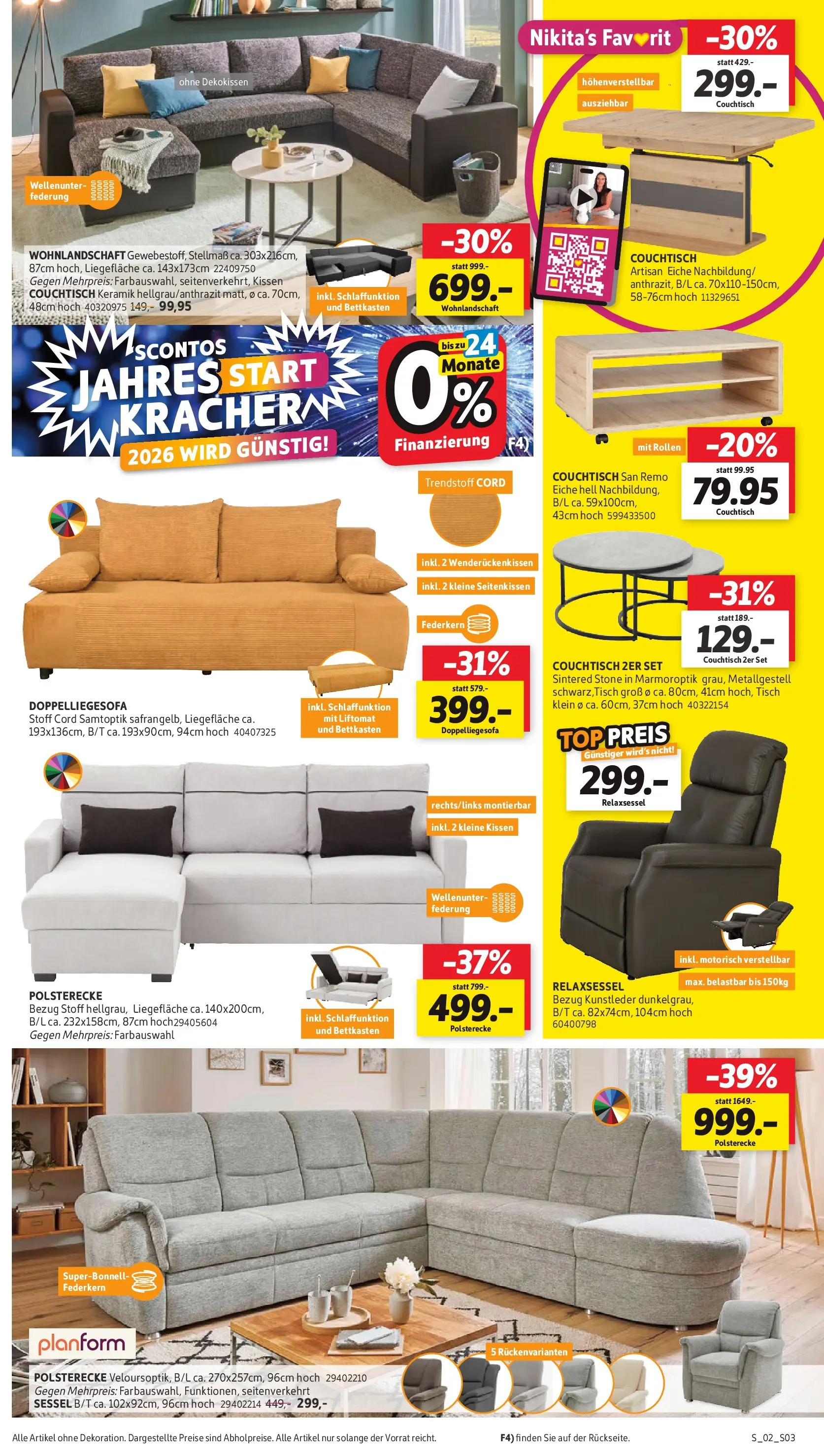 Sconto Prospekt Erfurt	 (ab 12.01.2026) zum Blättern | Seite: 3 | Produkte: Top, Relaxsessel, Kissen, Tisch