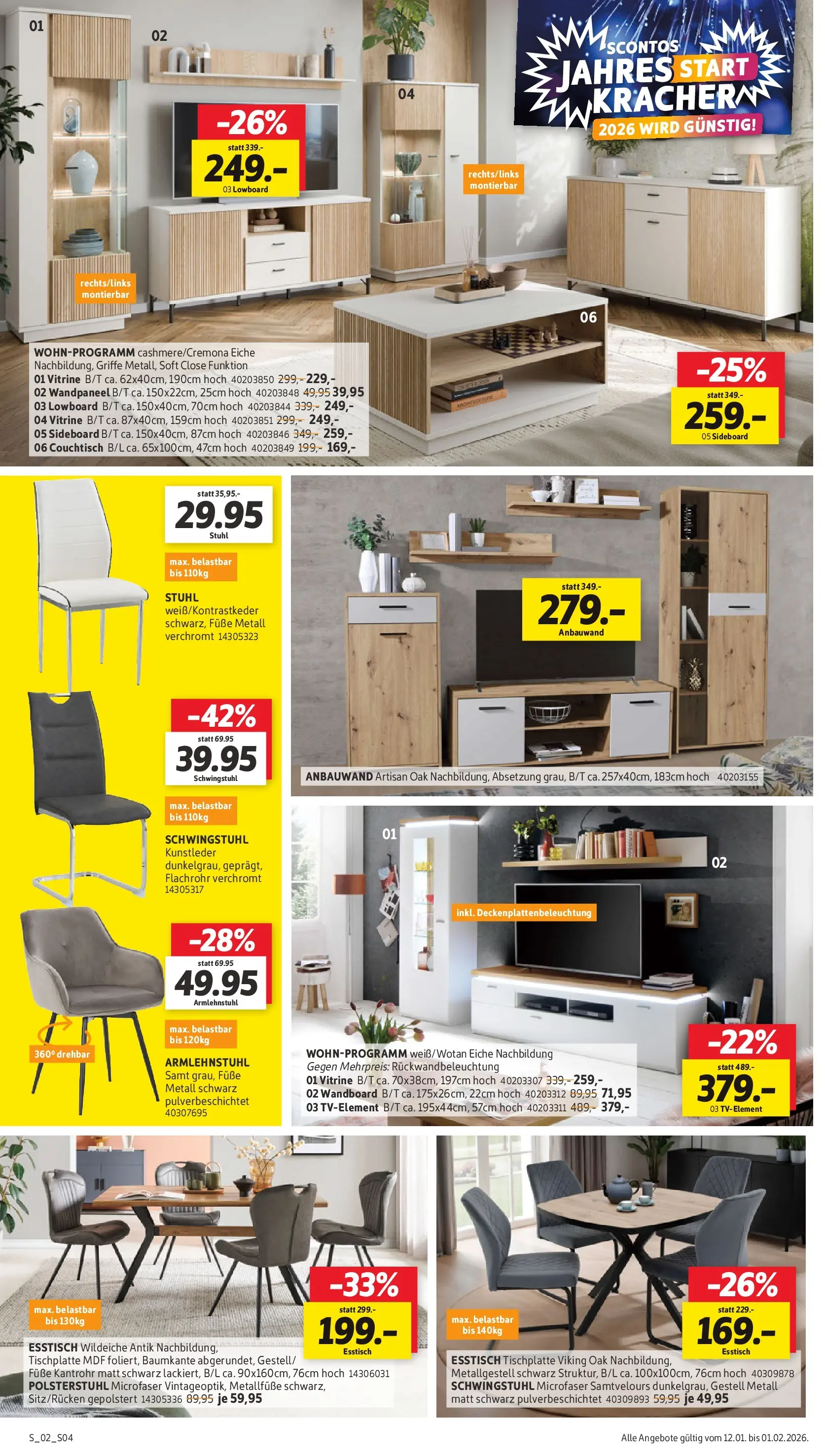 Sconto Prospekt Erfurt	 (ab 12.01.2026) zum Blättern | Seite: 4 | Produkte: Sideboard, Lowboard, Vitrine, Stuhl