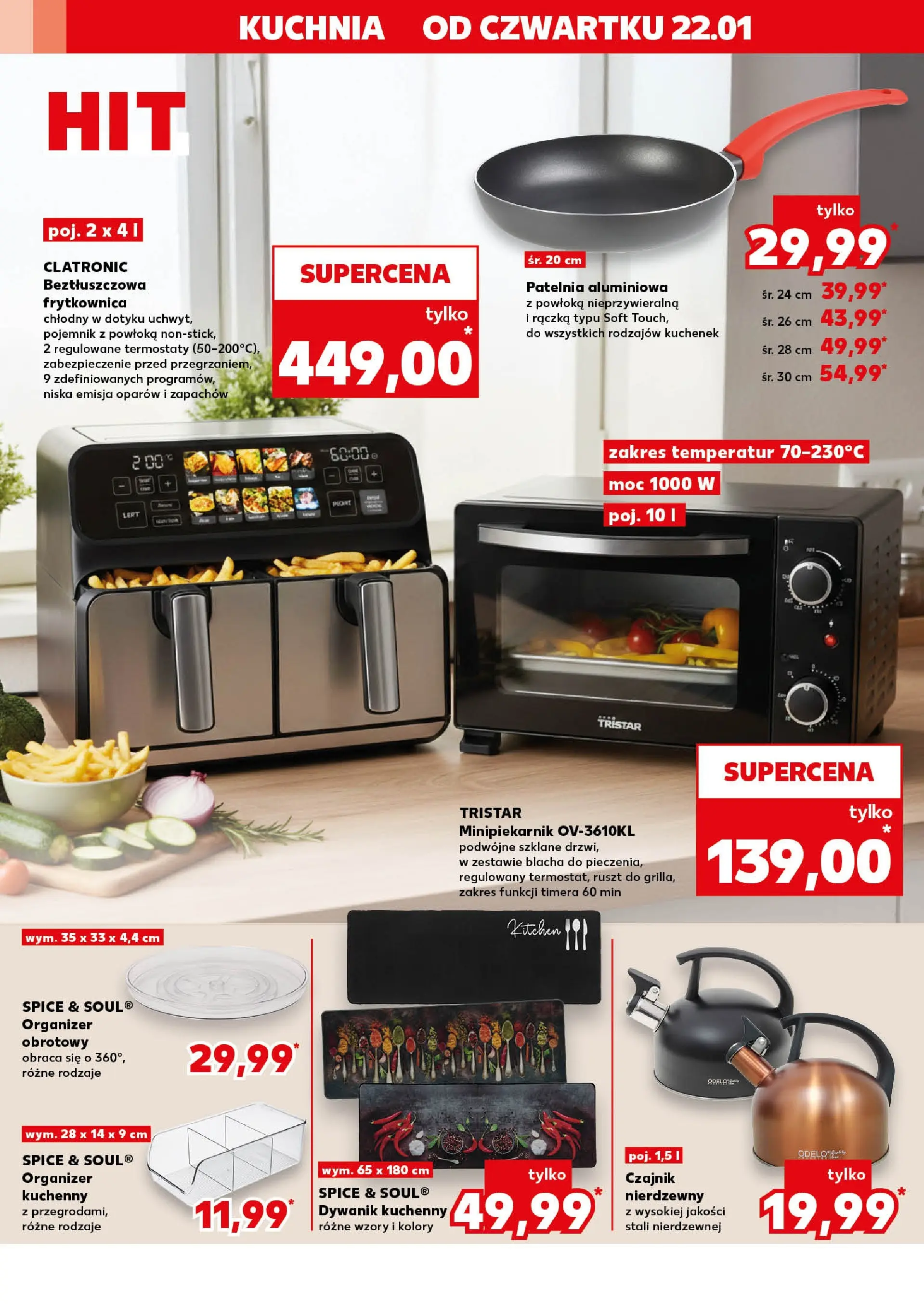 Kaufland gazetka - Mega okazje od 22.01.2026 - od jutra PDF | Strona: 6 | Produkty: Czajnik, Frytkownica, Ruszt, Patelnia