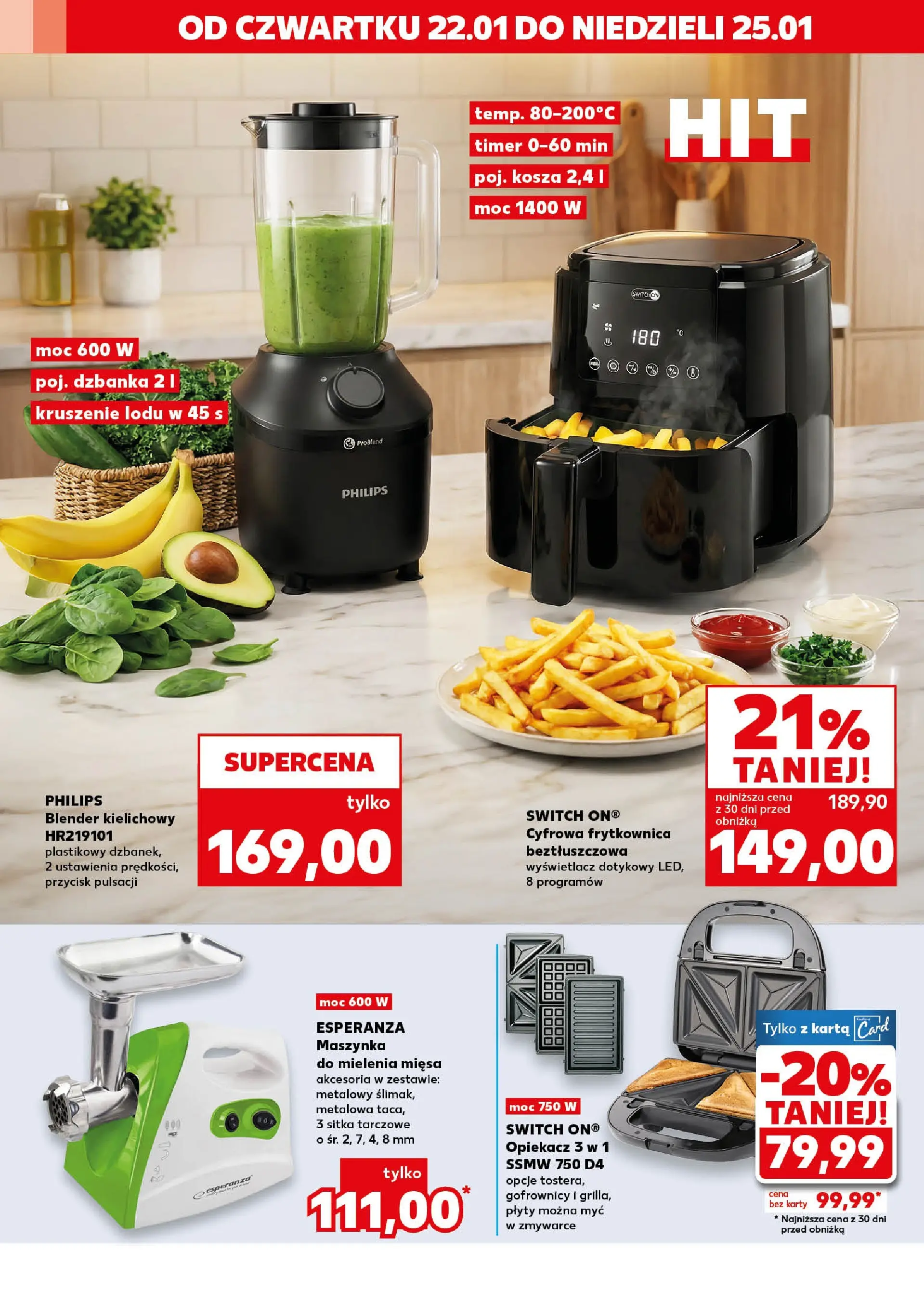 Kaufland gazetka - Mega okazje od 22.01.2026 - od jutra PDF | Strona: 8 | Produkty: Maszynka do mielenia mięsa, Frytkownica, Plyty, Blender