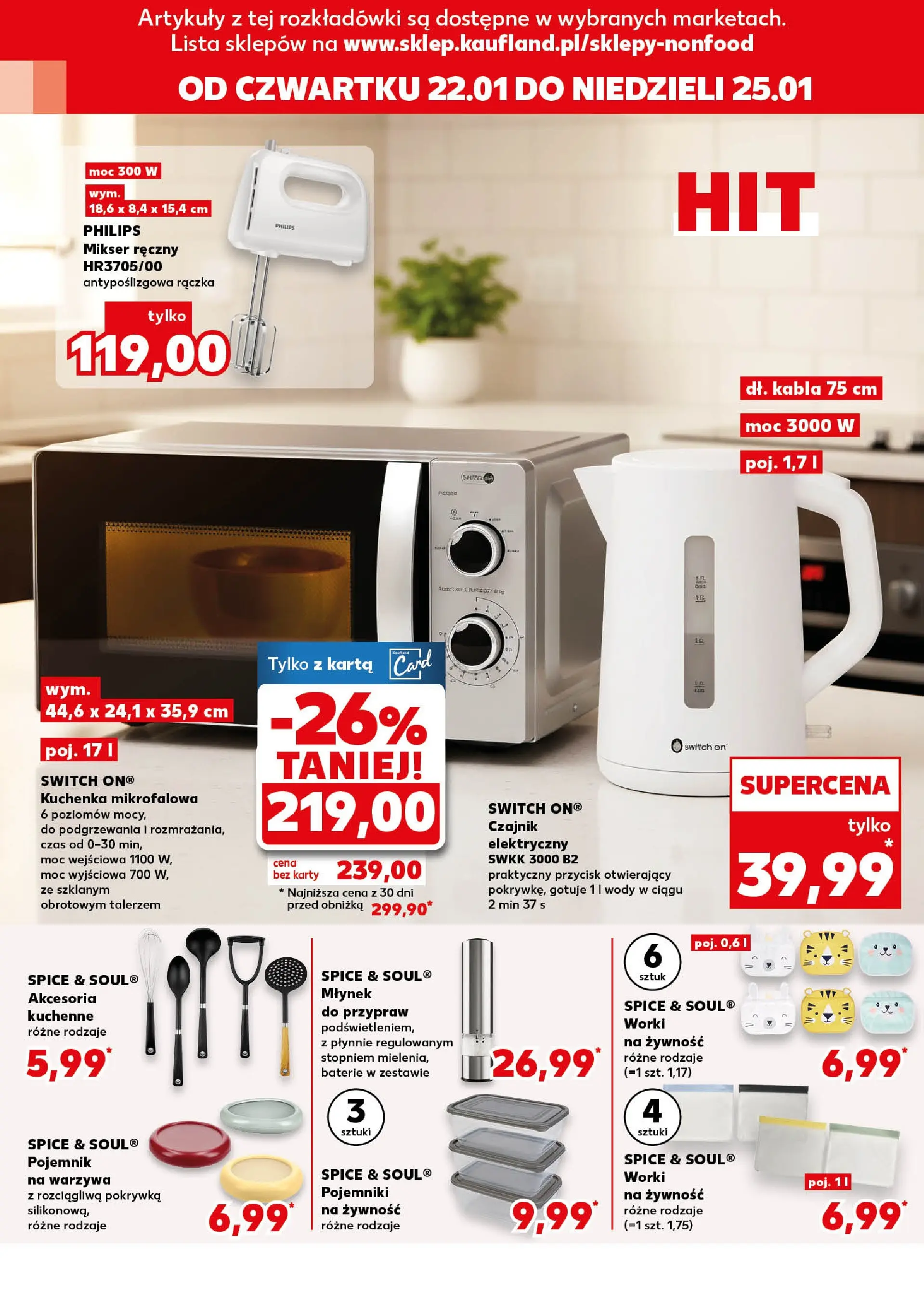 Kaufland gazetka - Mega okazje od 22.01.2026 - od jutra PDF | Strona: 10 | Produkty: Karta, Kuchenka, Czajnik, Mikser