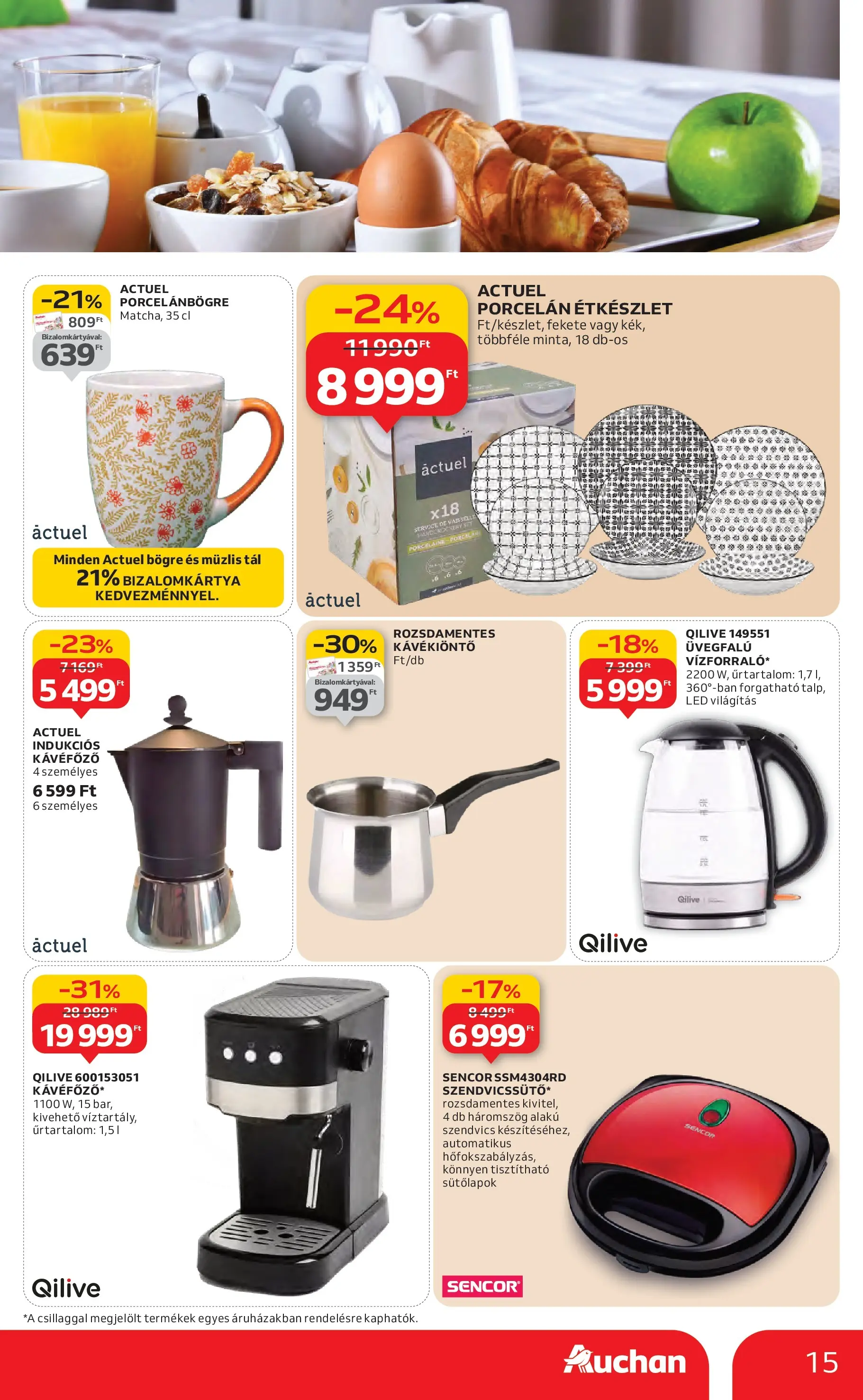 Auchan Akciós újság Miskolc - 2026.01.22. -tól/töl > akció, lapozható szórólap 🛍️ | Oldal: 15 | Termékek: Szendvics, Kávéfőző, Bögre, Étkészlet
