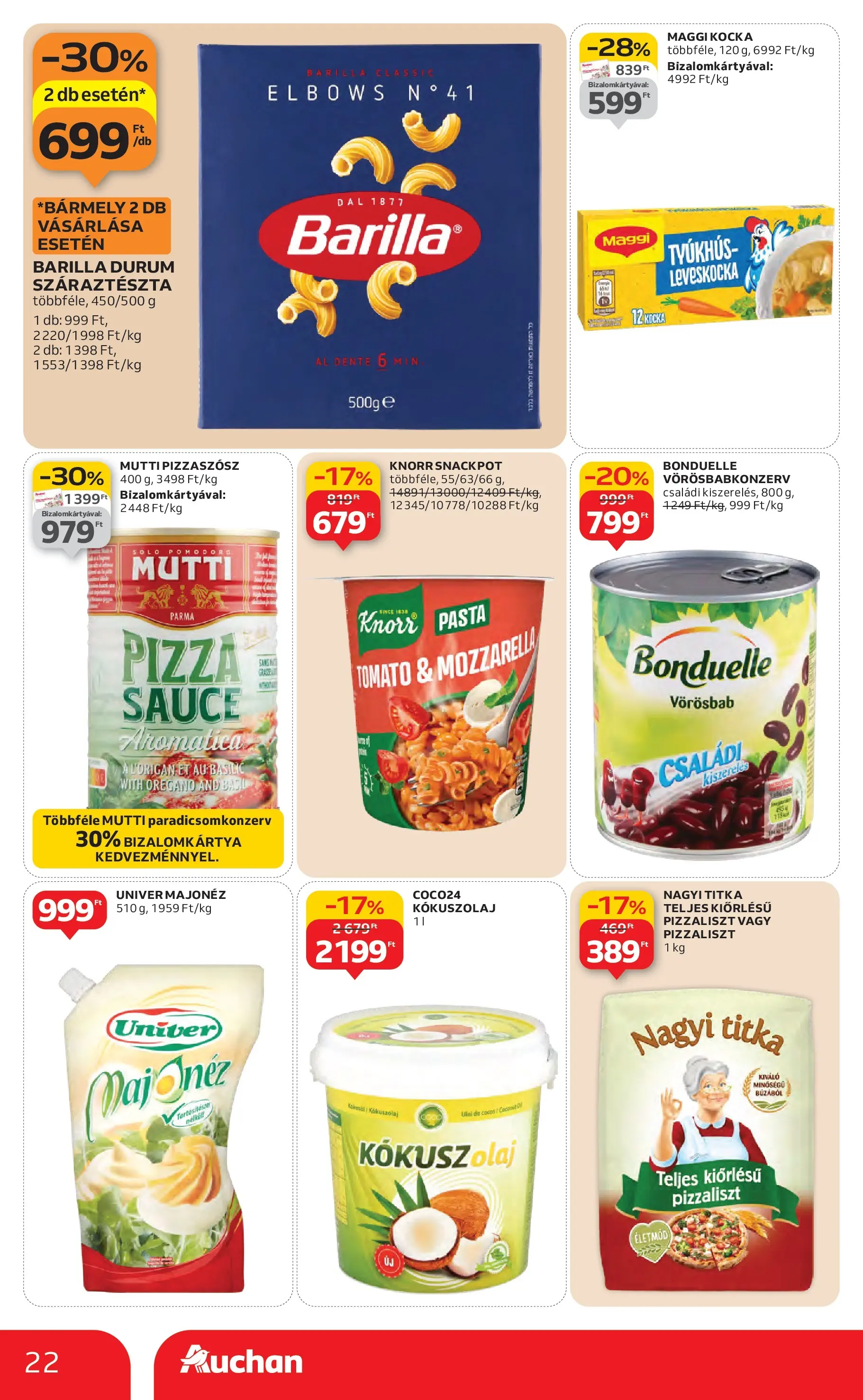 Auchan Akciós újság Miskolc - 2026.01.22. -tól/töl > akció, lapozható szórólap 🛍️ | Oldal: 22 | Termékek: Leveskocka, Kókuszolaj, Maggi, Oregánó